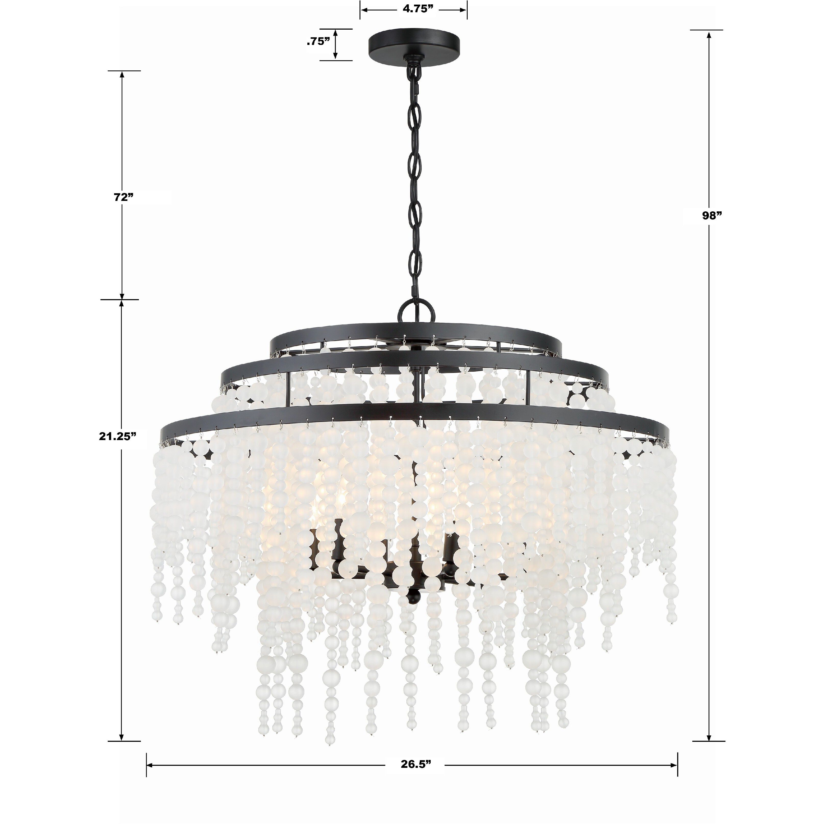 Poppy 6 Light 26.5 inch Matte Black Chandelier Ceiling Light in Matte Black and Forged Bronze