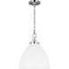 C&M by Chapman & Myers Wellfleet 1 Light 15.63 inch Matte White and Polished Nickel Pendant Ceiling Light in Matte White / Polished Nickel