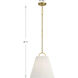 Scandinavian 1 Light 15 inch Natural Brass Pendant Ceiling Light