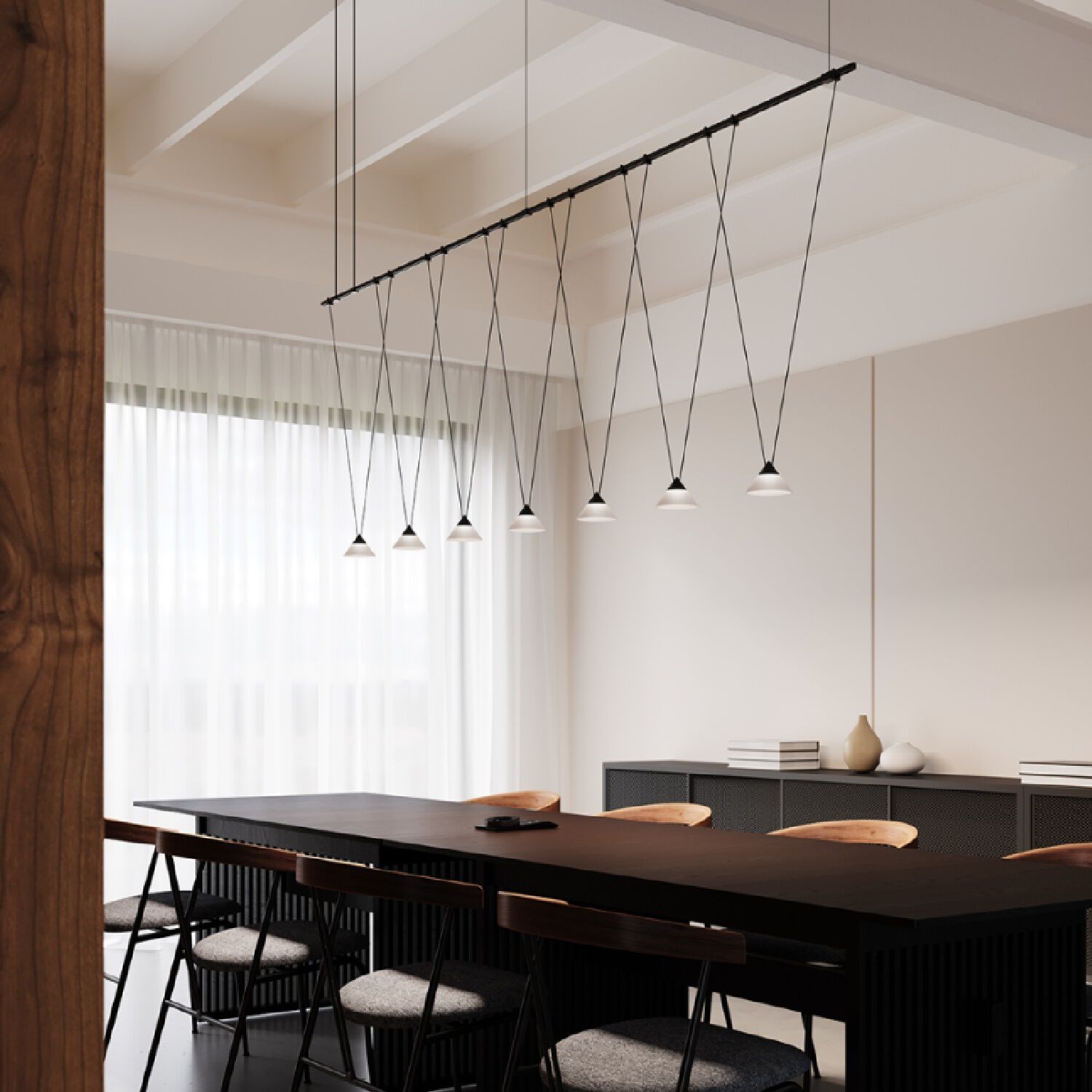 Suspenders LED 97 inch Satin Black Suspension Ceiling Light
