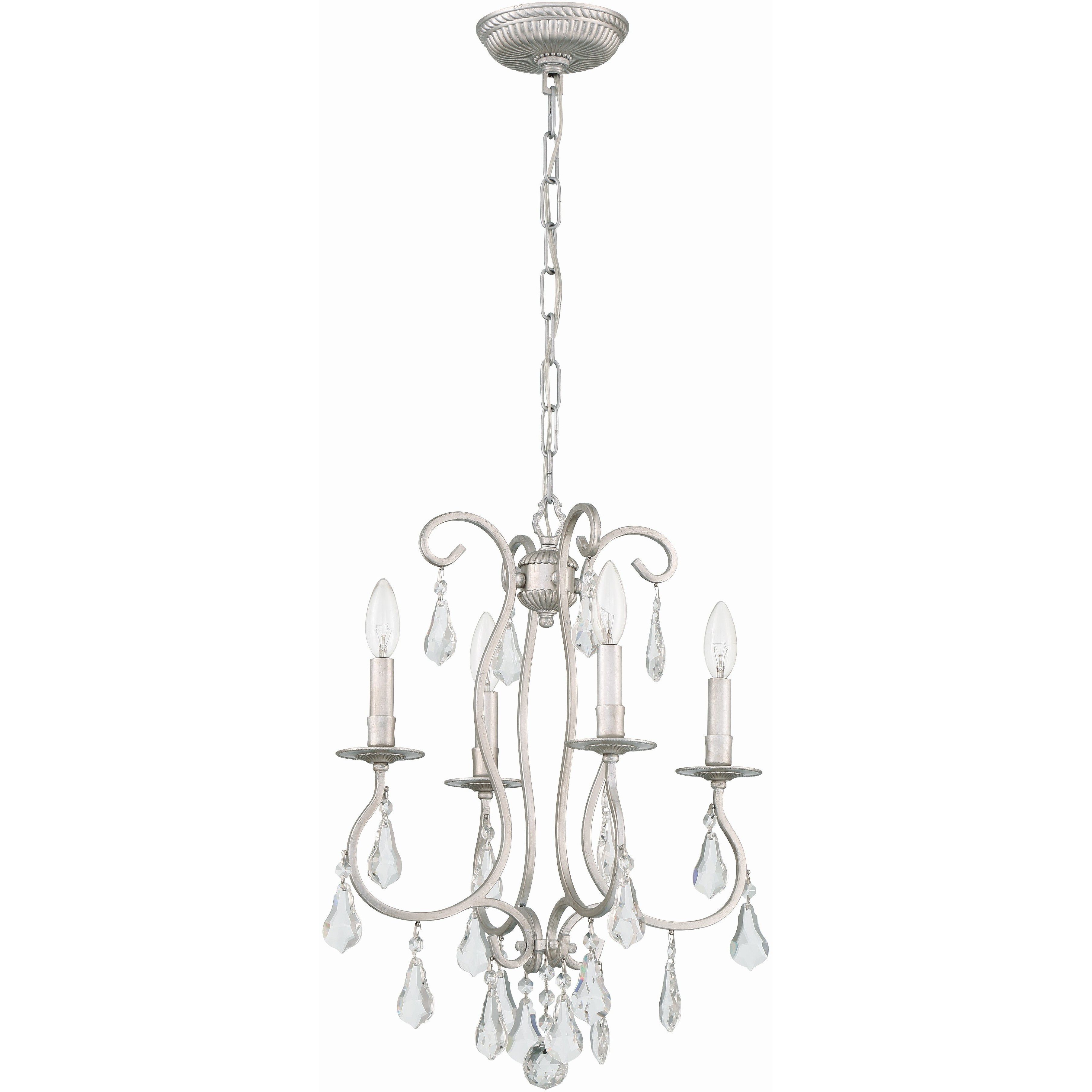 Ashton 4 Light 16 inch Olde Silver Mini Chandelier Ceiling Light in Clear Swarovski Strass