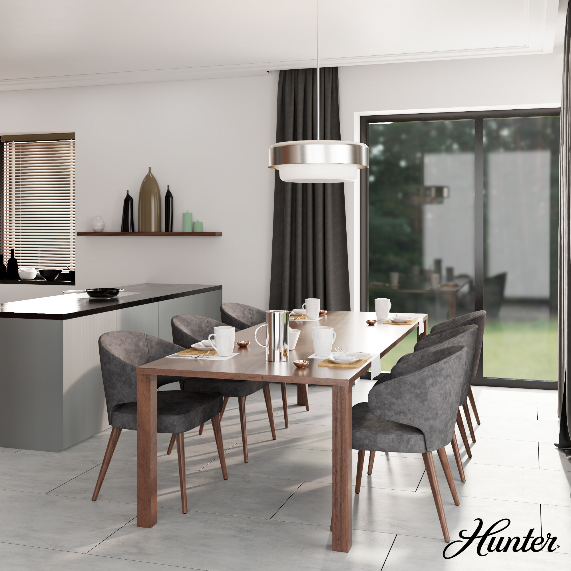 Station 4 Light 24 inch Brushed Nickel Pendant Ceiling Light, Large