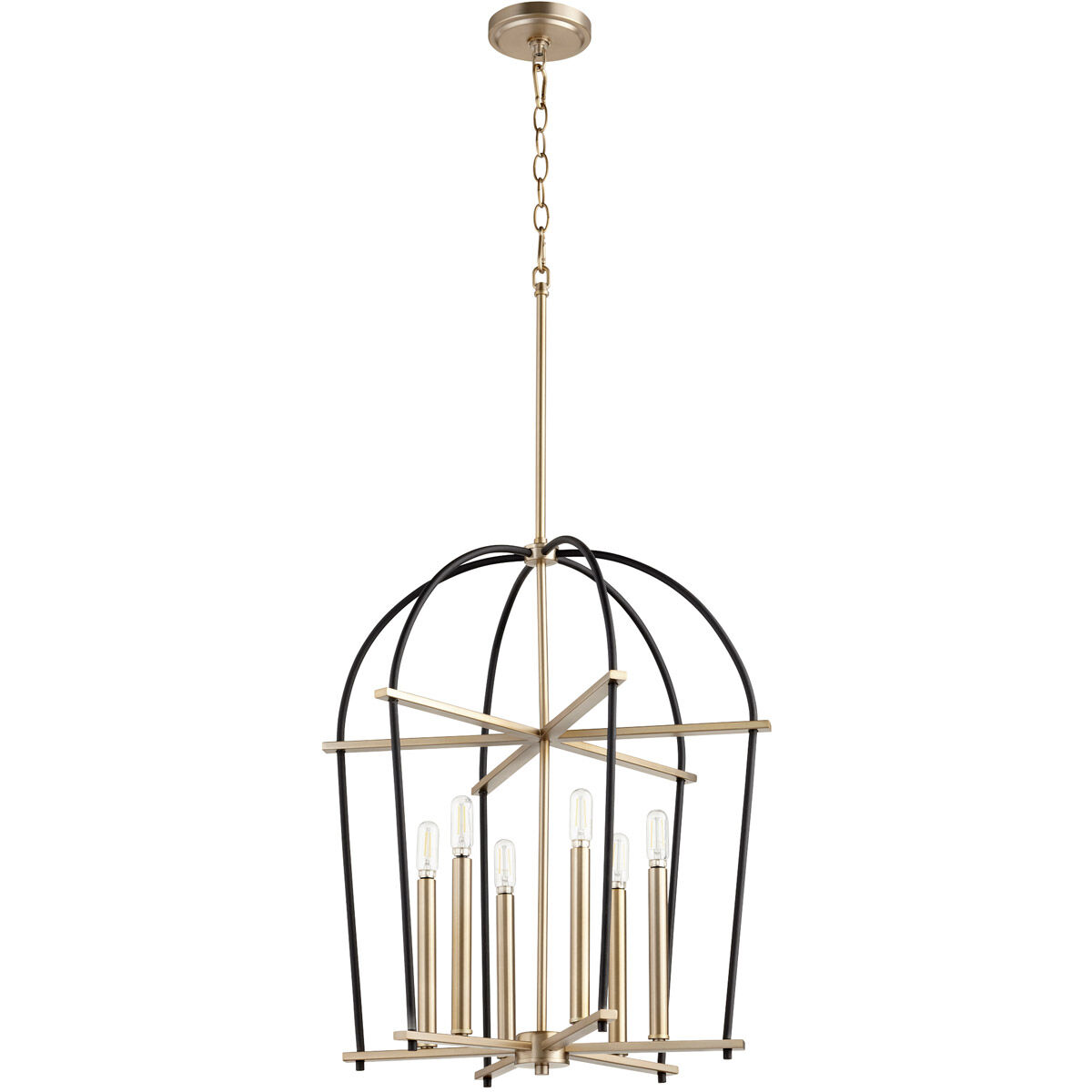 Espy 6 Light 2.5 inch Noir and Aged Brass Entry Pendant Ceiling Light