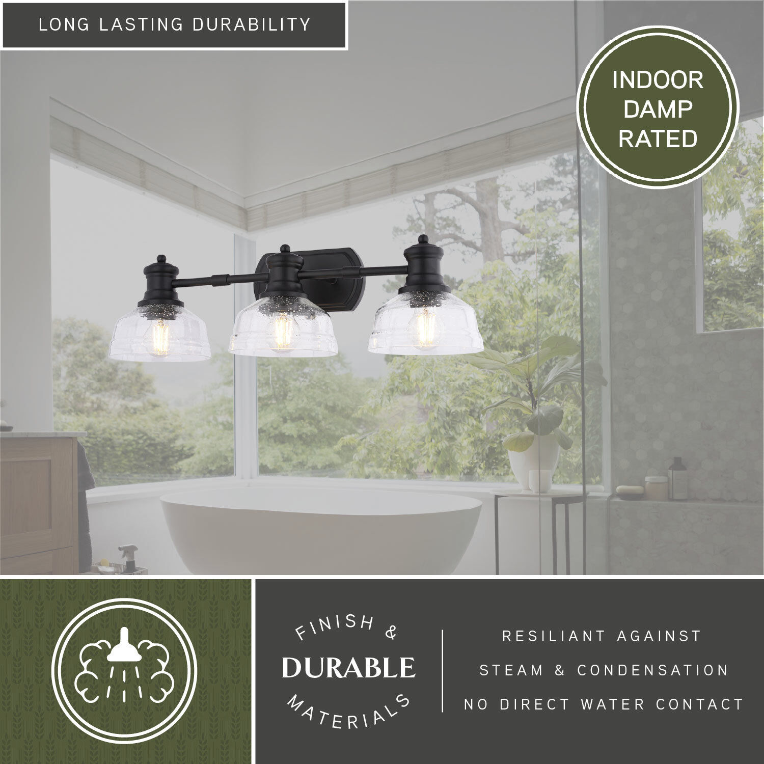 Beloit 3 Light 25.5 inch Matte Black Bathroom Light Wall Light