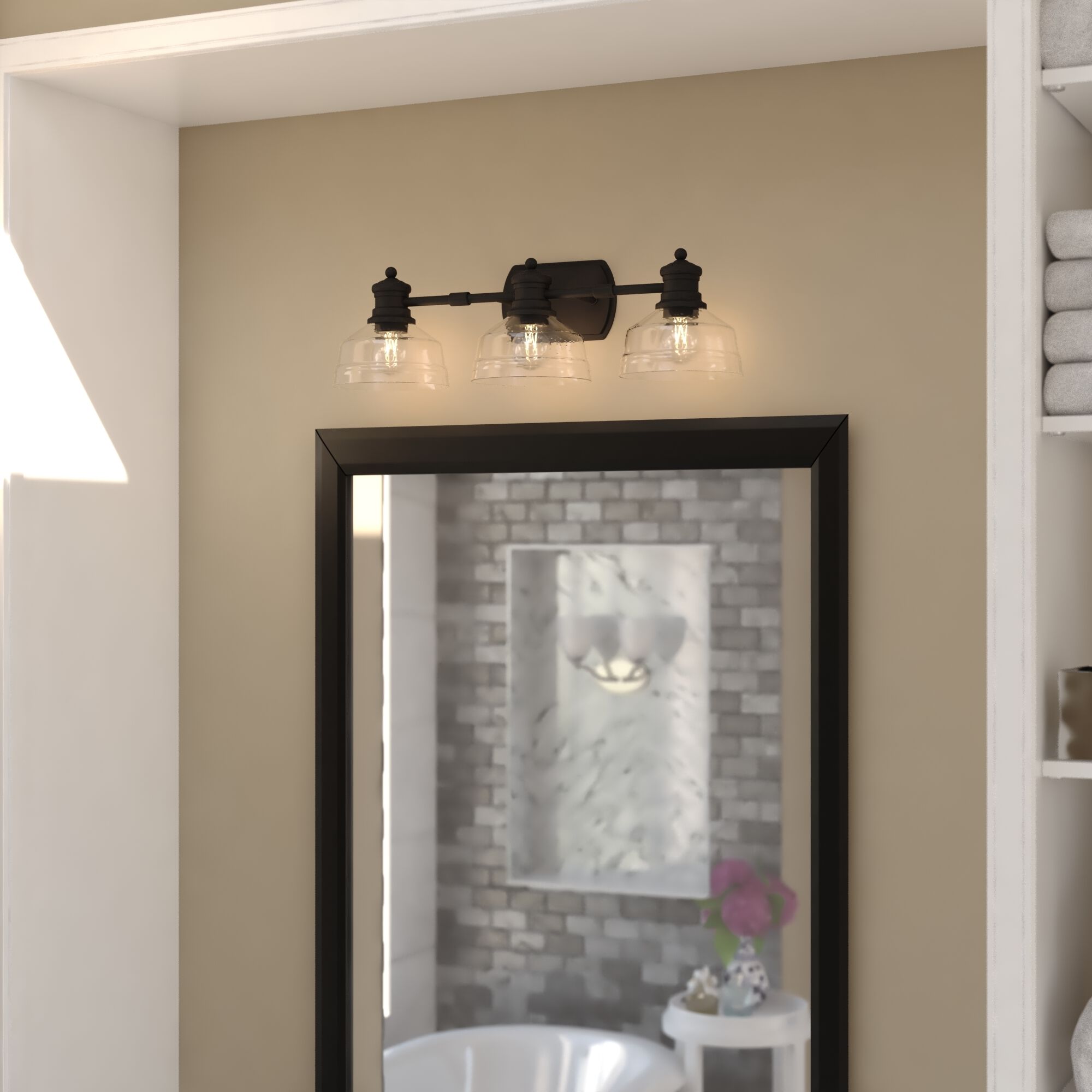 Beloit 3 Light 25.5 inch Matte Black Bathroom Light Wall Light