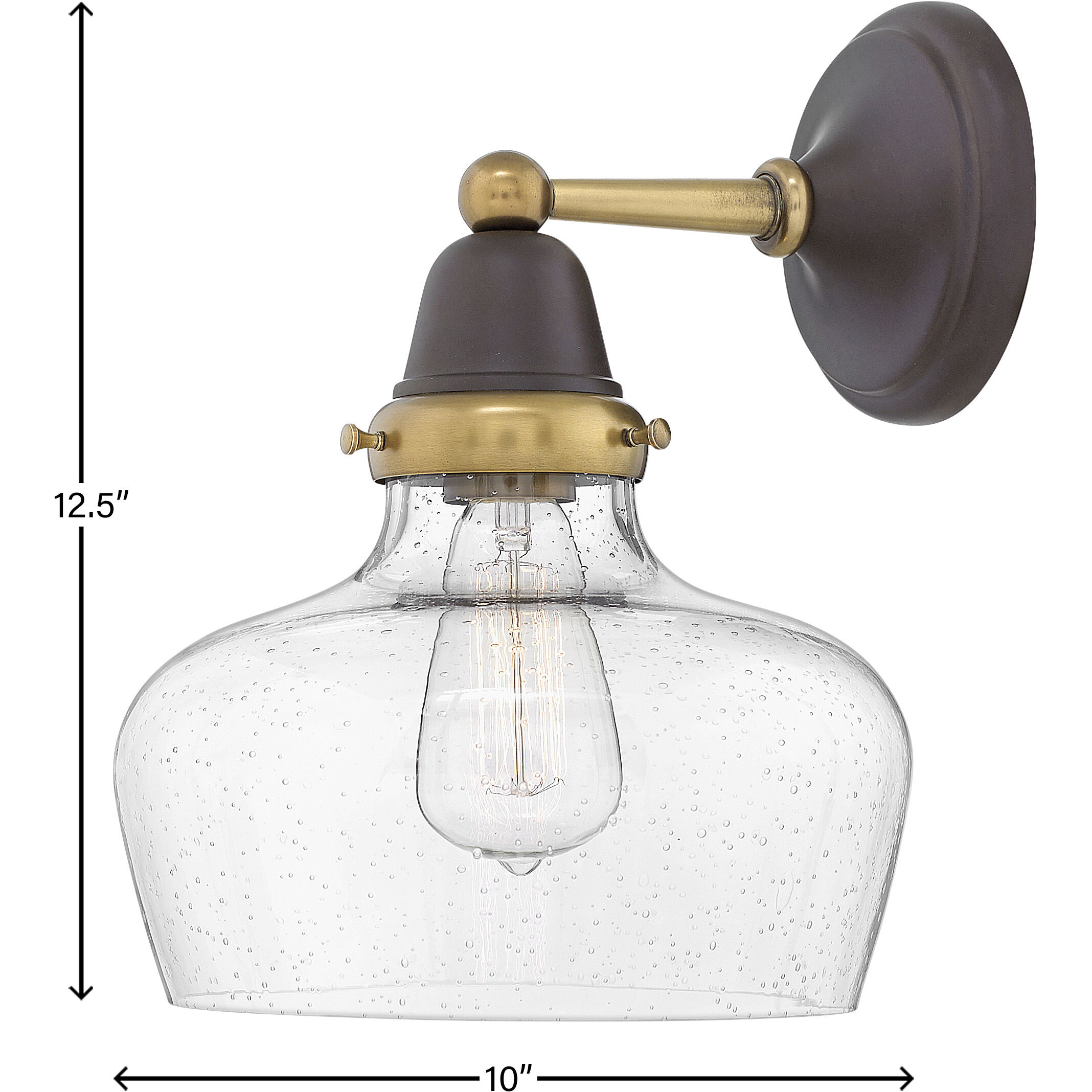 Academy 1 Light 10 inch Oil Rubbed Bronze with Heritage Brass Indoor Wall Sconce Wall Light