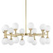 Astoria LED 36 inch Aged Brass Chandelier Ceiling Light, Opal Etched