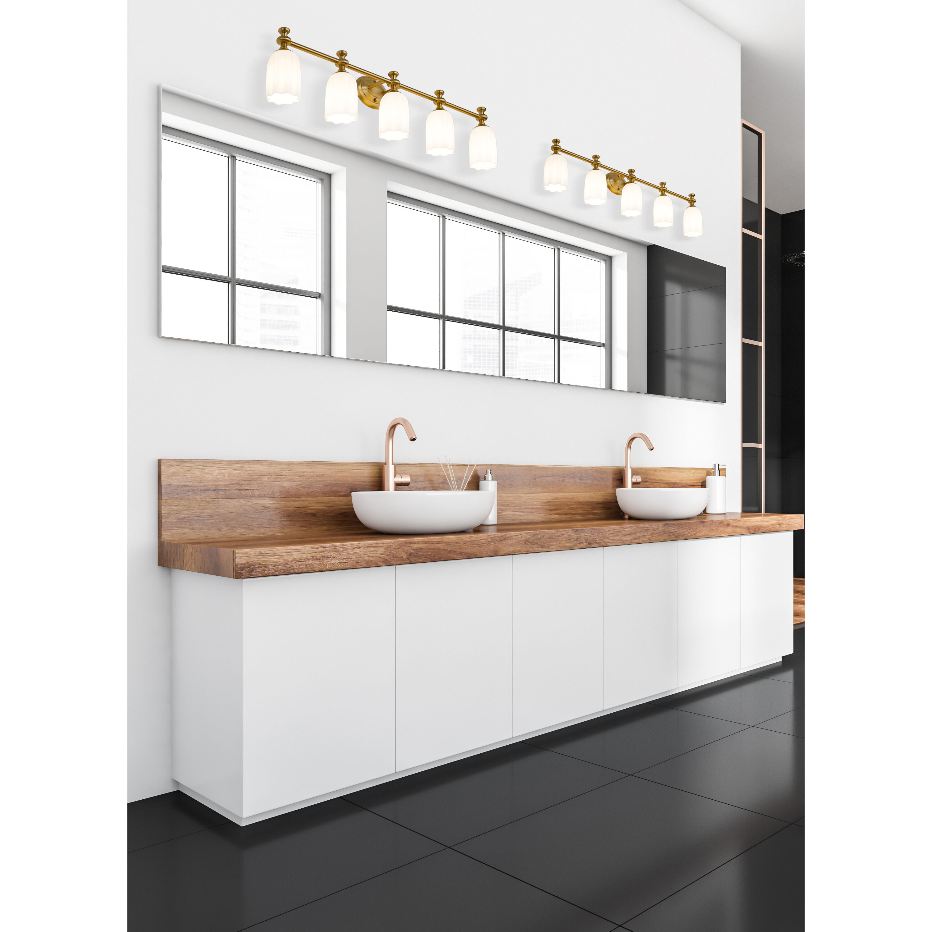 Orion 5 Light 40.25 inch Modern Gold Bath Vanity Light Wall Light
