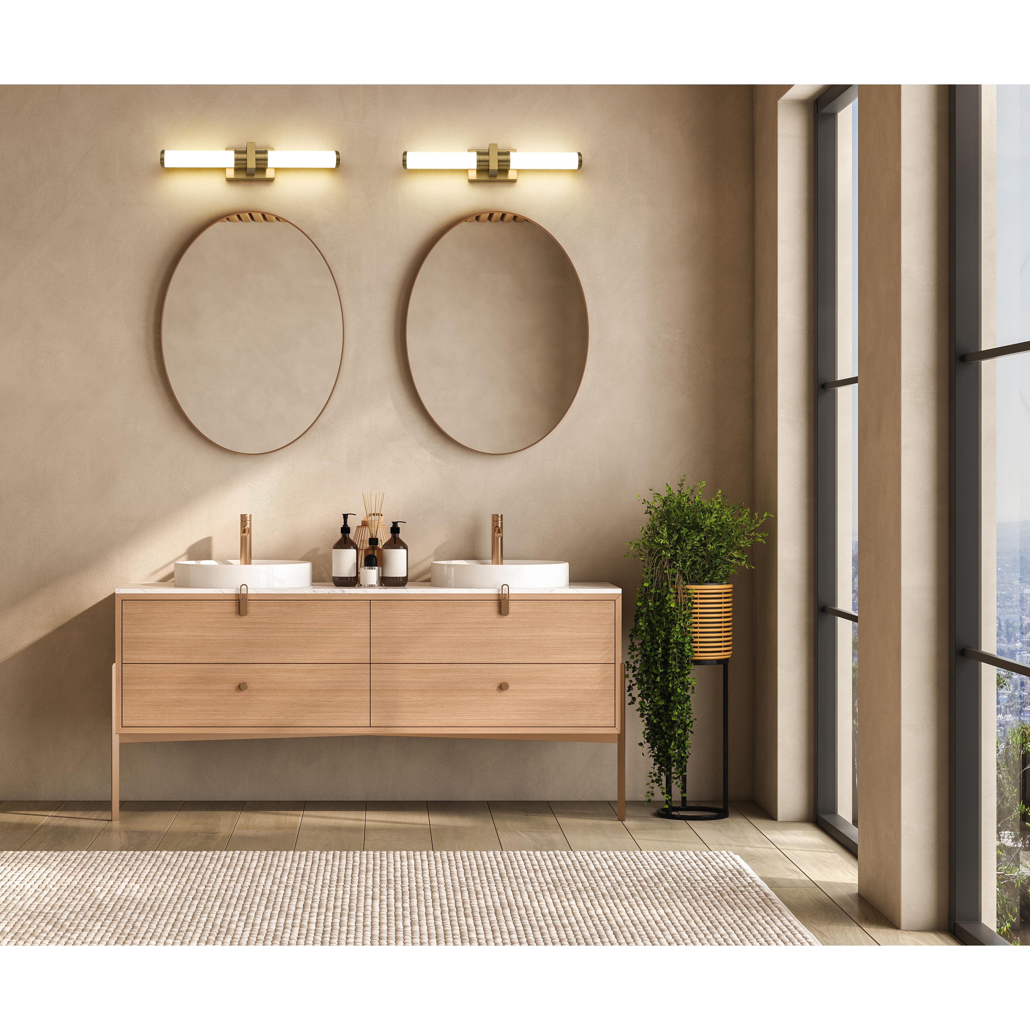 Idris LED 25.5 inch Modern Gold Bath Vanity Wall Light
