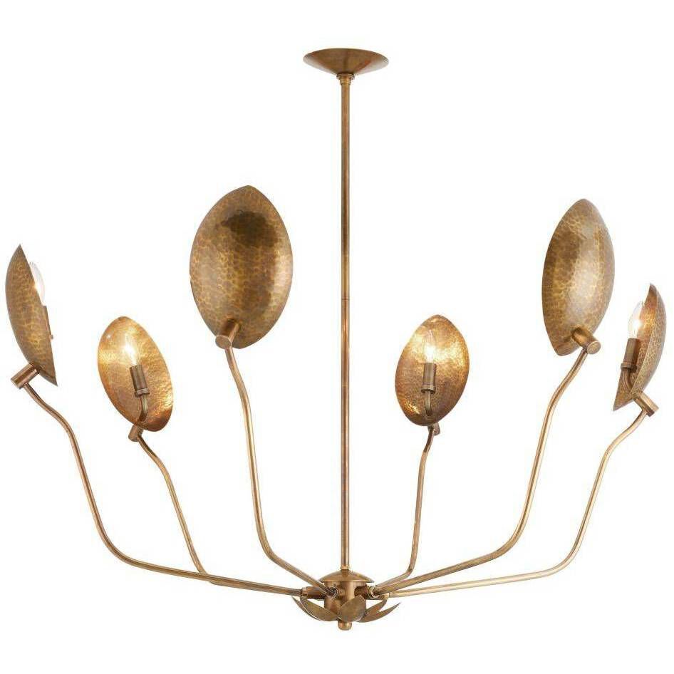 Flores 6 Light 46 inch Vintage Brass Chandelier Ceiling Light