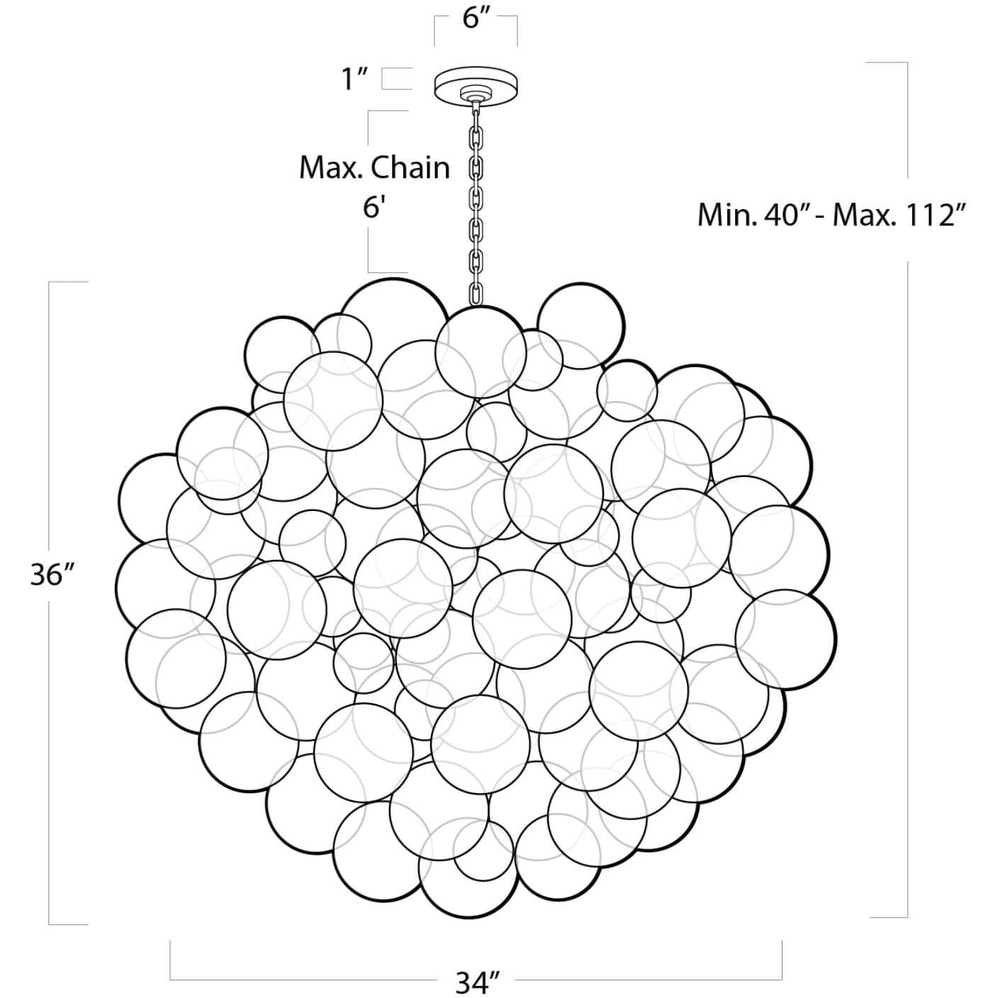 Nimbus 6 Light 34 inch Clear Chandelier Ceiling Light