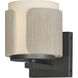 Draughtsman Wall Sconce Wall Light in Satin White, Natural Wood and Charcoal