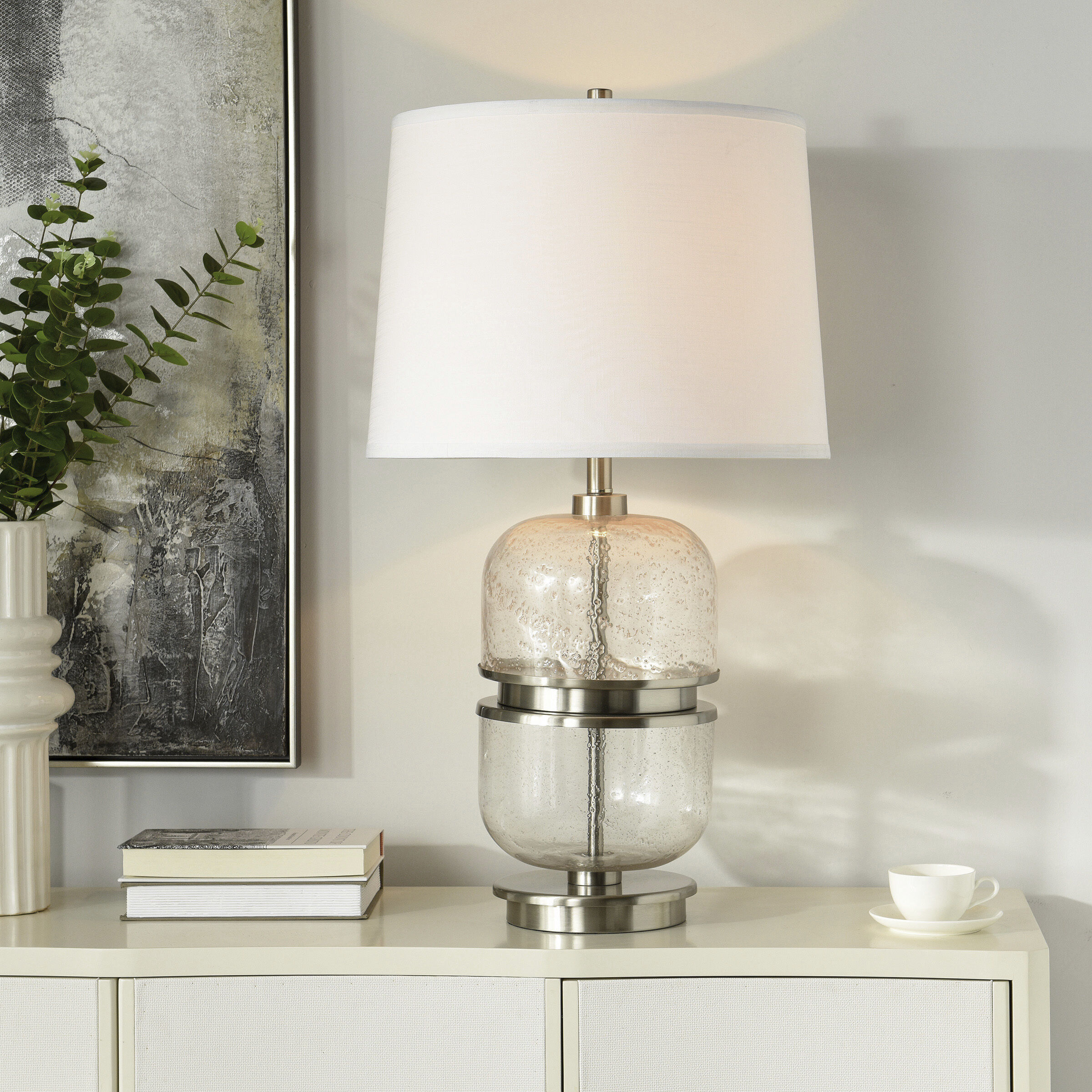 Cameron 33 inch 150.00 watt Clear Seeded Table Lamp Portable Light