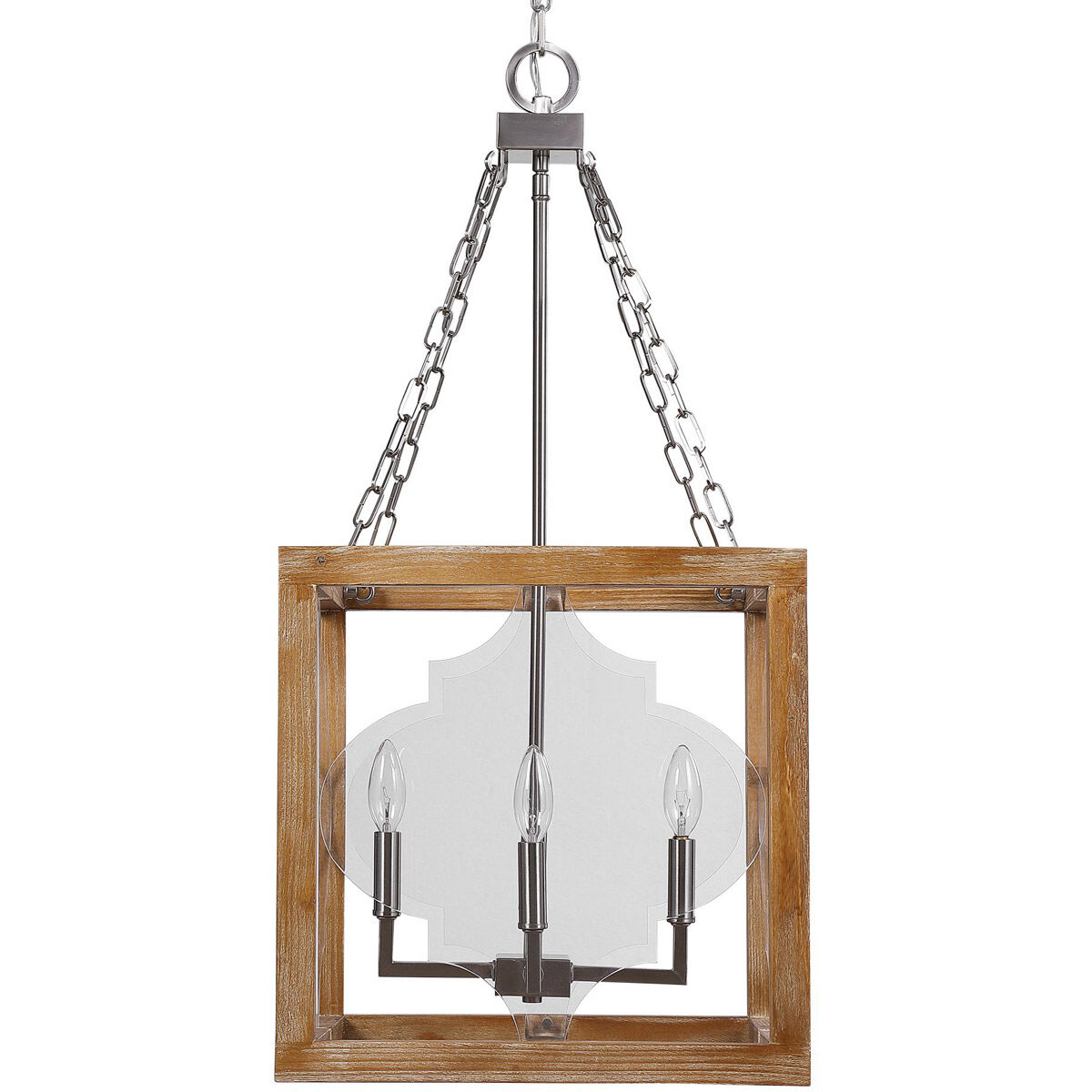 Perspex 4 Light 16 inch Brushed Nickel Lantern Pendant Ceiling Light