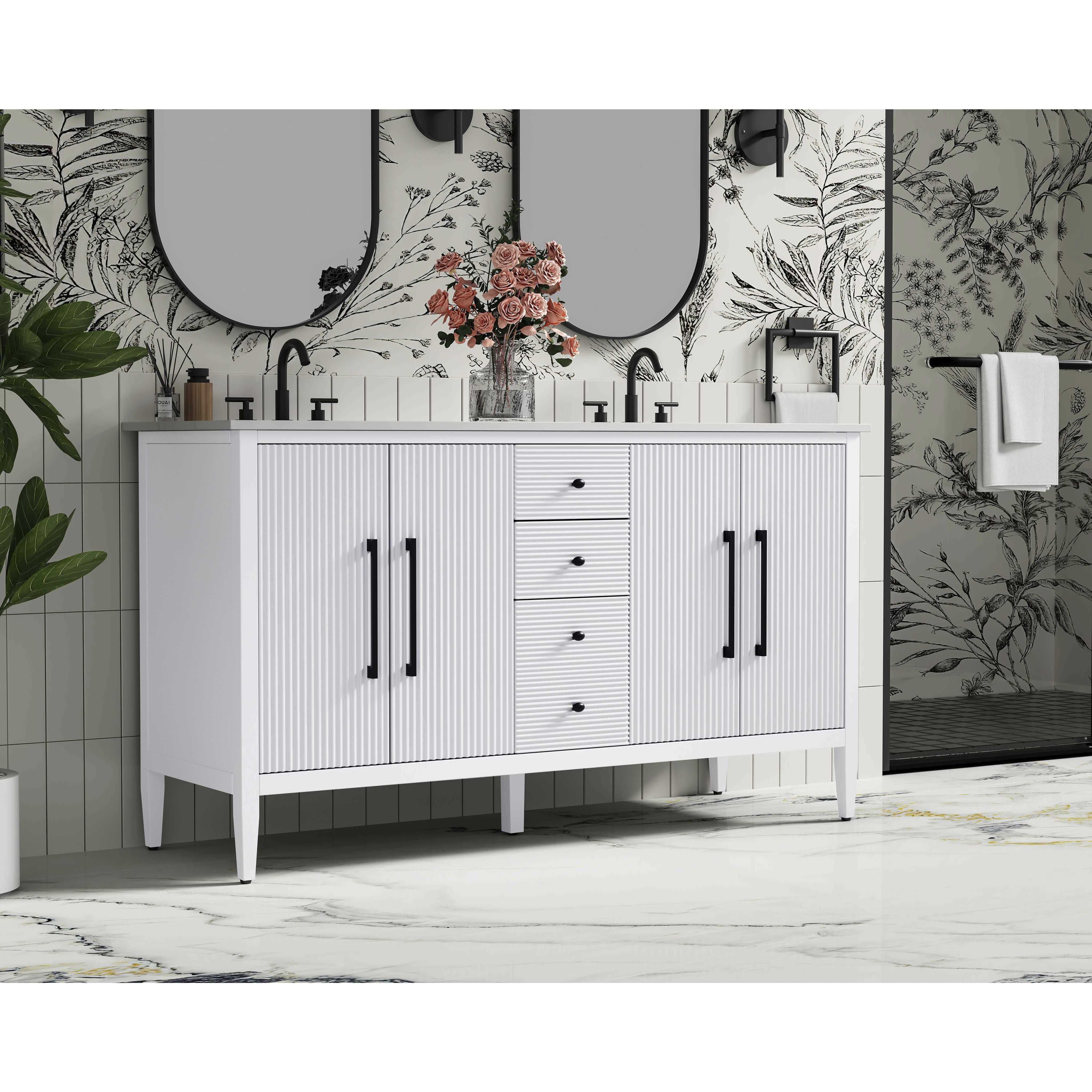 Blakely 60 X 34 inch White Bathroom Vanity Cabinet