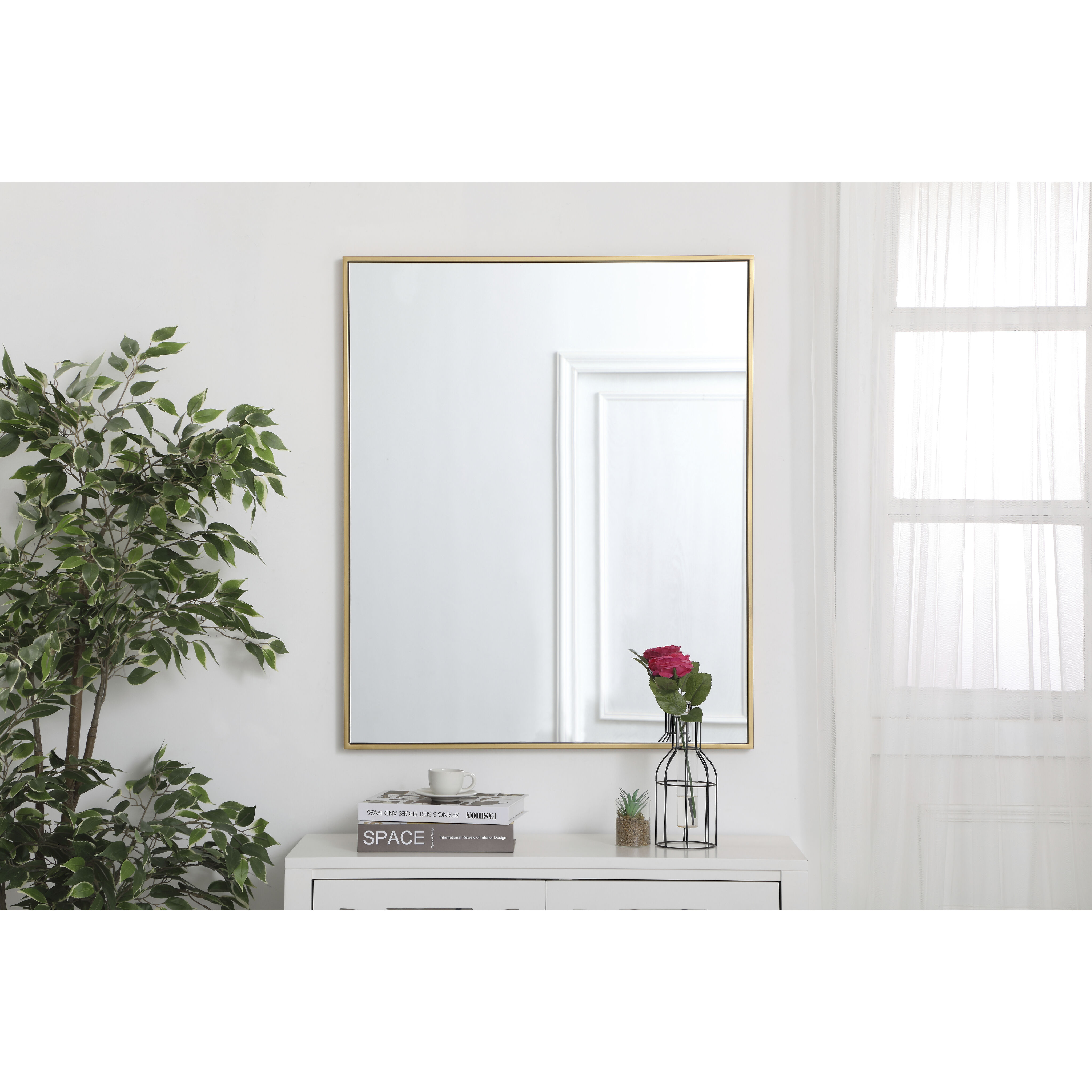 Monet 36 X 30 inch Brass Wall Mirror