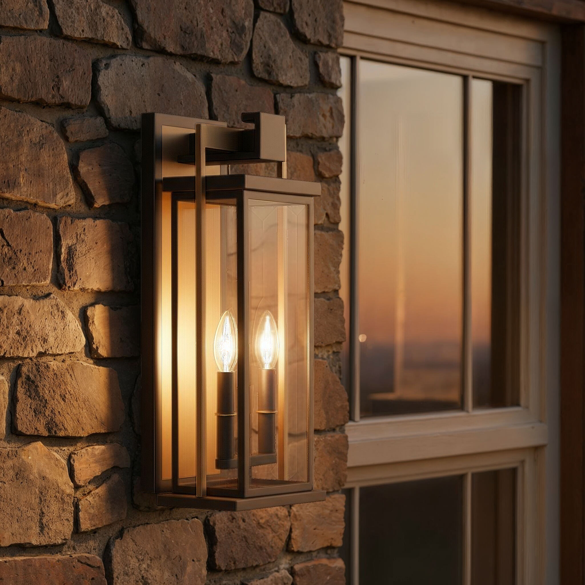 Lendel 2 Light 19.5 inch Twilight Bronze and Textured Gold Outdoor Sconce