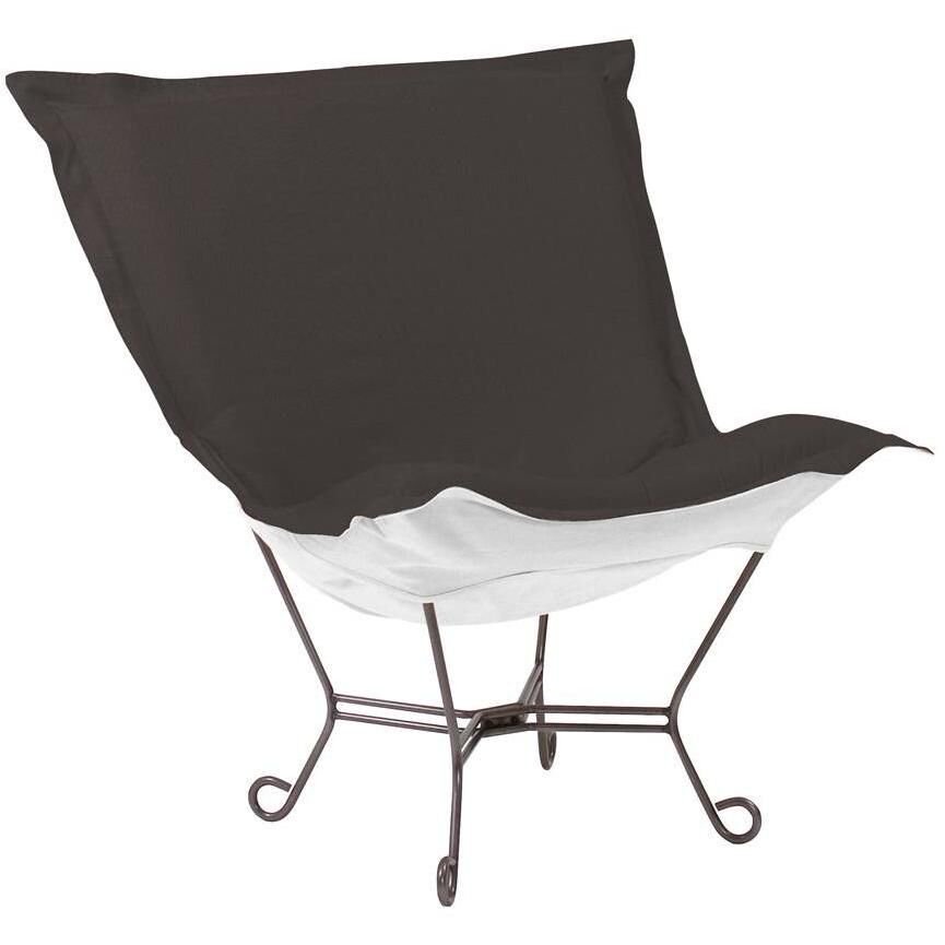 Puff Titanium Frame with Seascape Charcoal Outdoor Scroll Chair with Cover
