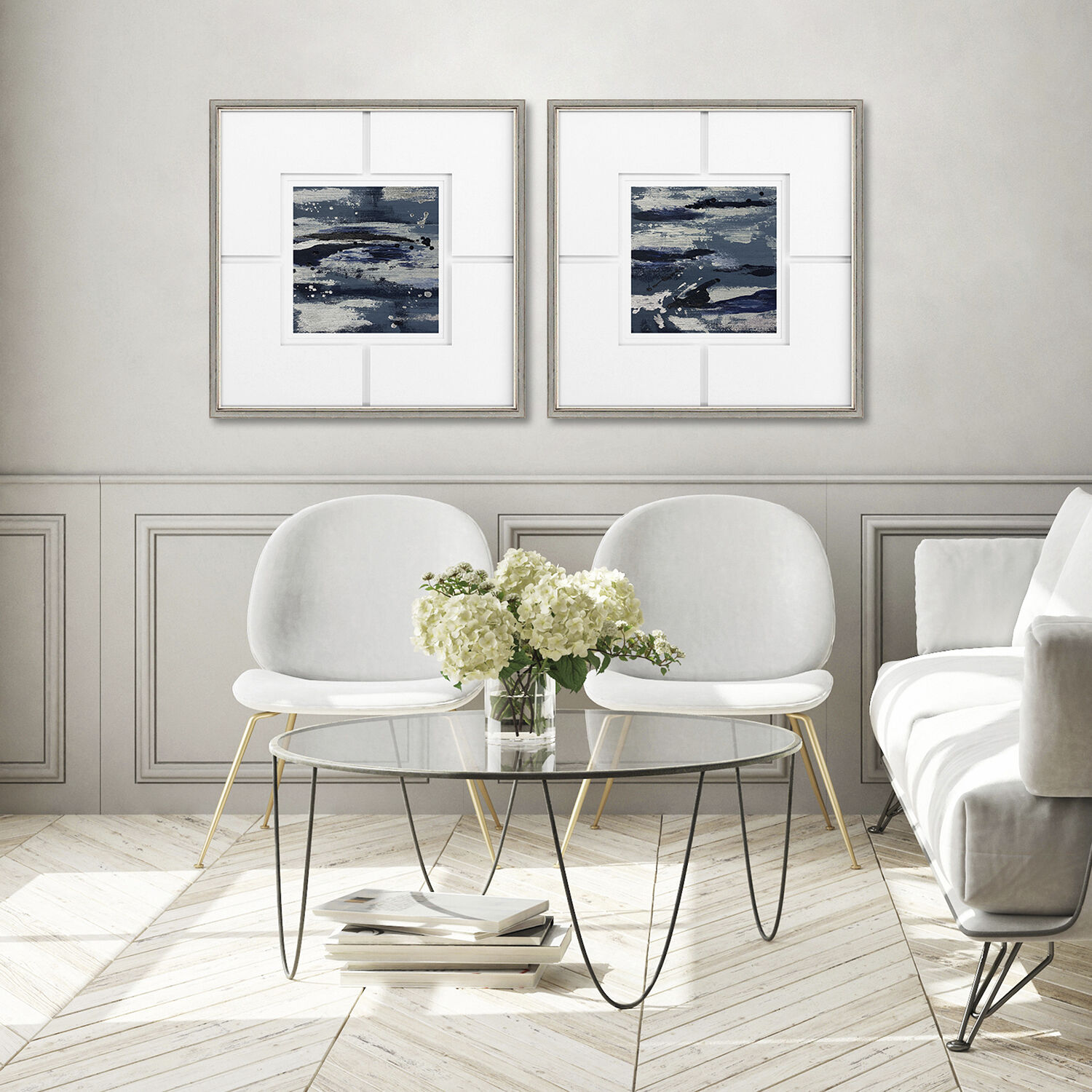 Imprint Blue and Black and Metallic Framed Art, The Studio