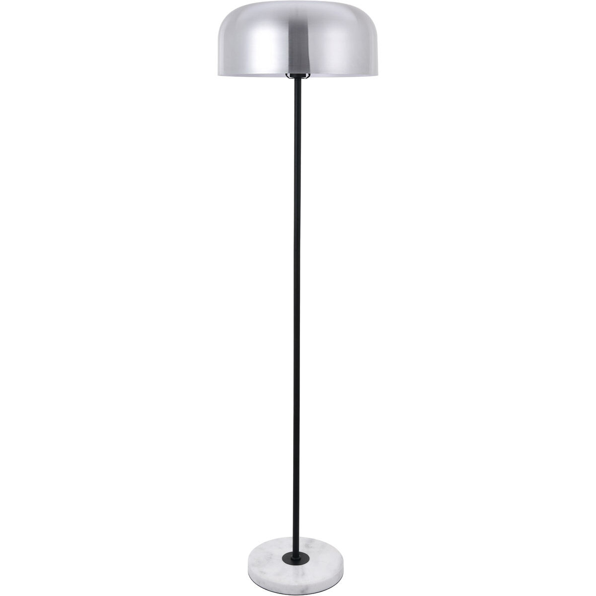 Exemplar 63 inch 40 watt Brushed Nickel and Black with White Marble Floor lamp Portable Light in Burnished Nickel