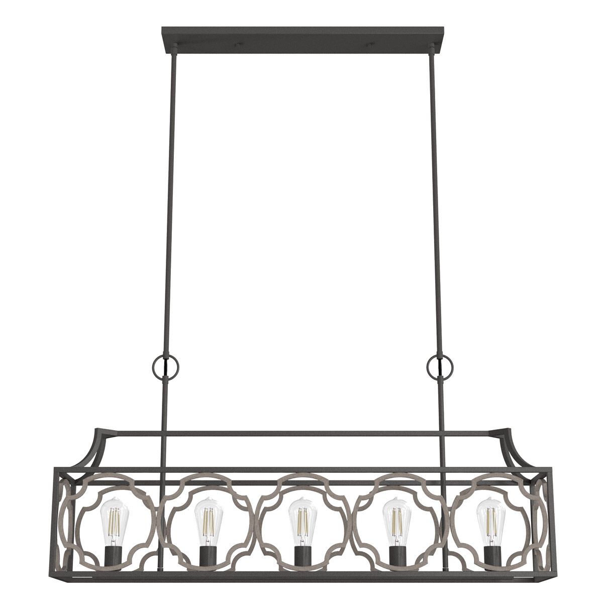 Stone Creek 5 Light 43.5 inch Noble Bronze and White Washed Oak Linear Chandelier Ceiling Light