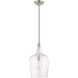 Art Glass 1 Light 9 inch Brushed Nickel Mini Pendant Ceiling Light