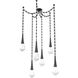Raindrop LED 13.6 inch Matte Black Swag Multi-Pendant Ceiling Light in 3000K LED, Rectangular Chain