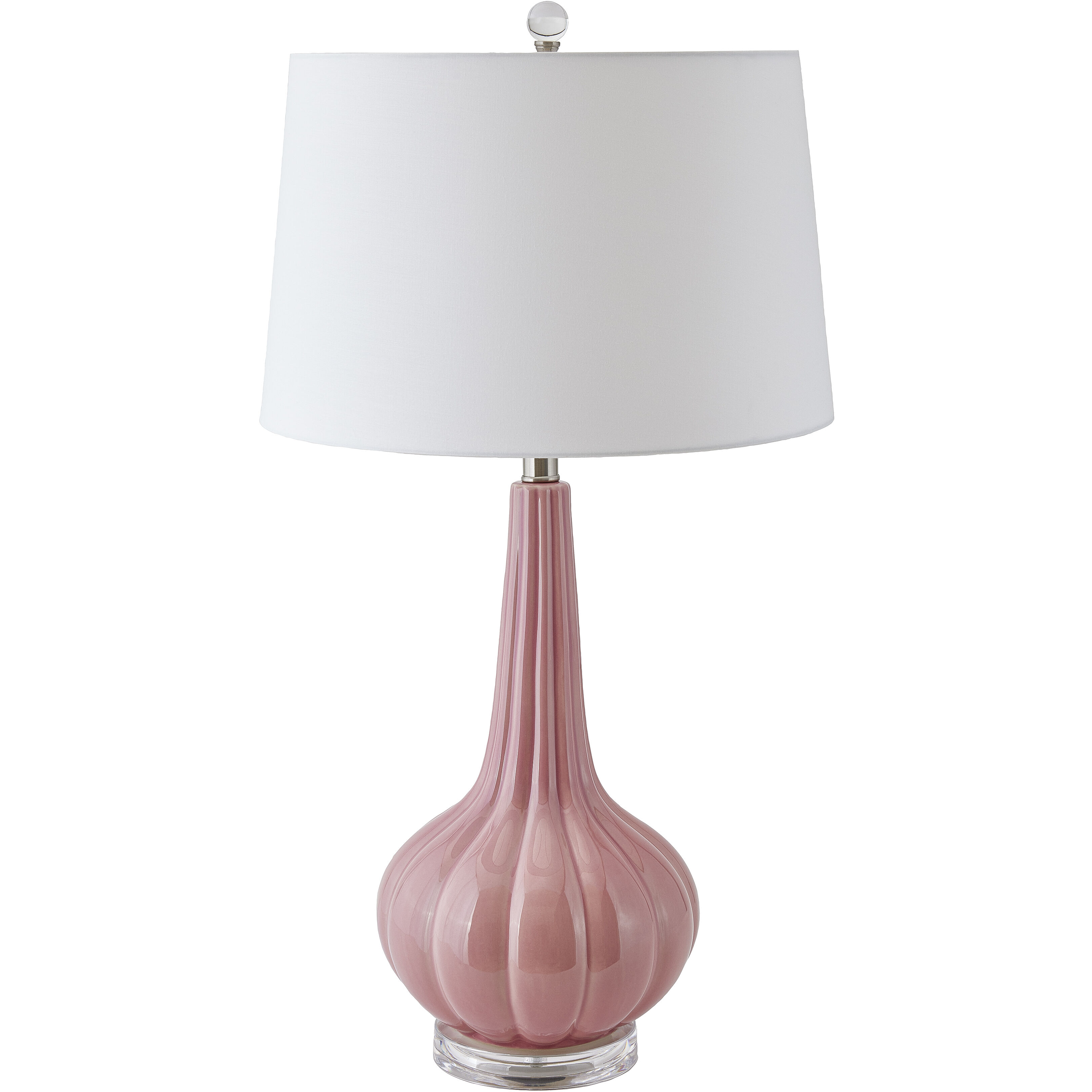 Abbey Lane 30 inch 150 watt Pink with Clear Table Lamp Portable Light