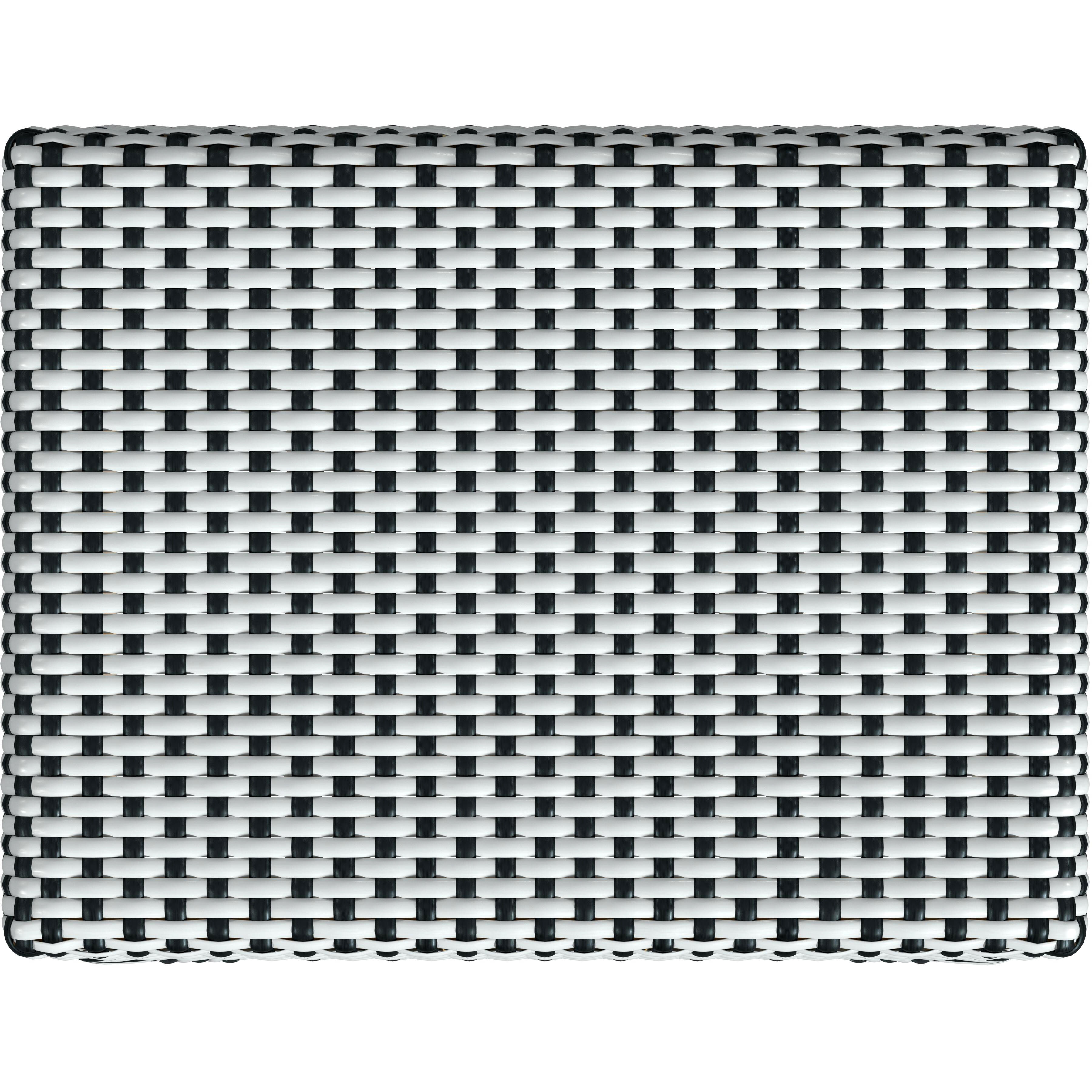 Robias Rectangular Rattan 30" Bar Stool in White and Black Dot