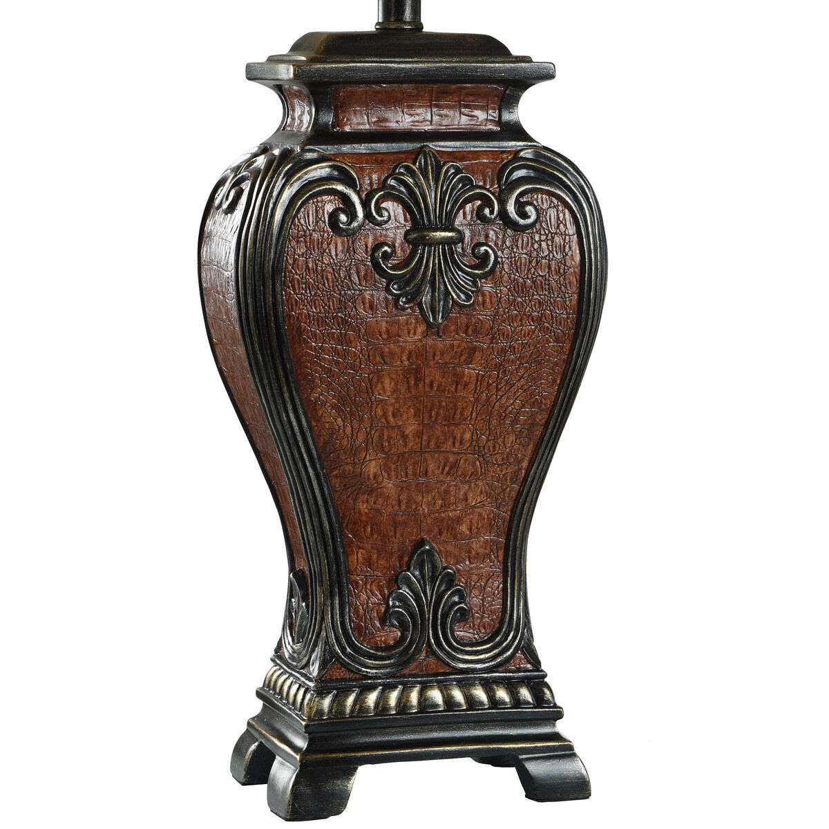 Signature 34 inch 100 watt Faux Crocodile Hide and Gold Highlighed Table Lamp Portable Light