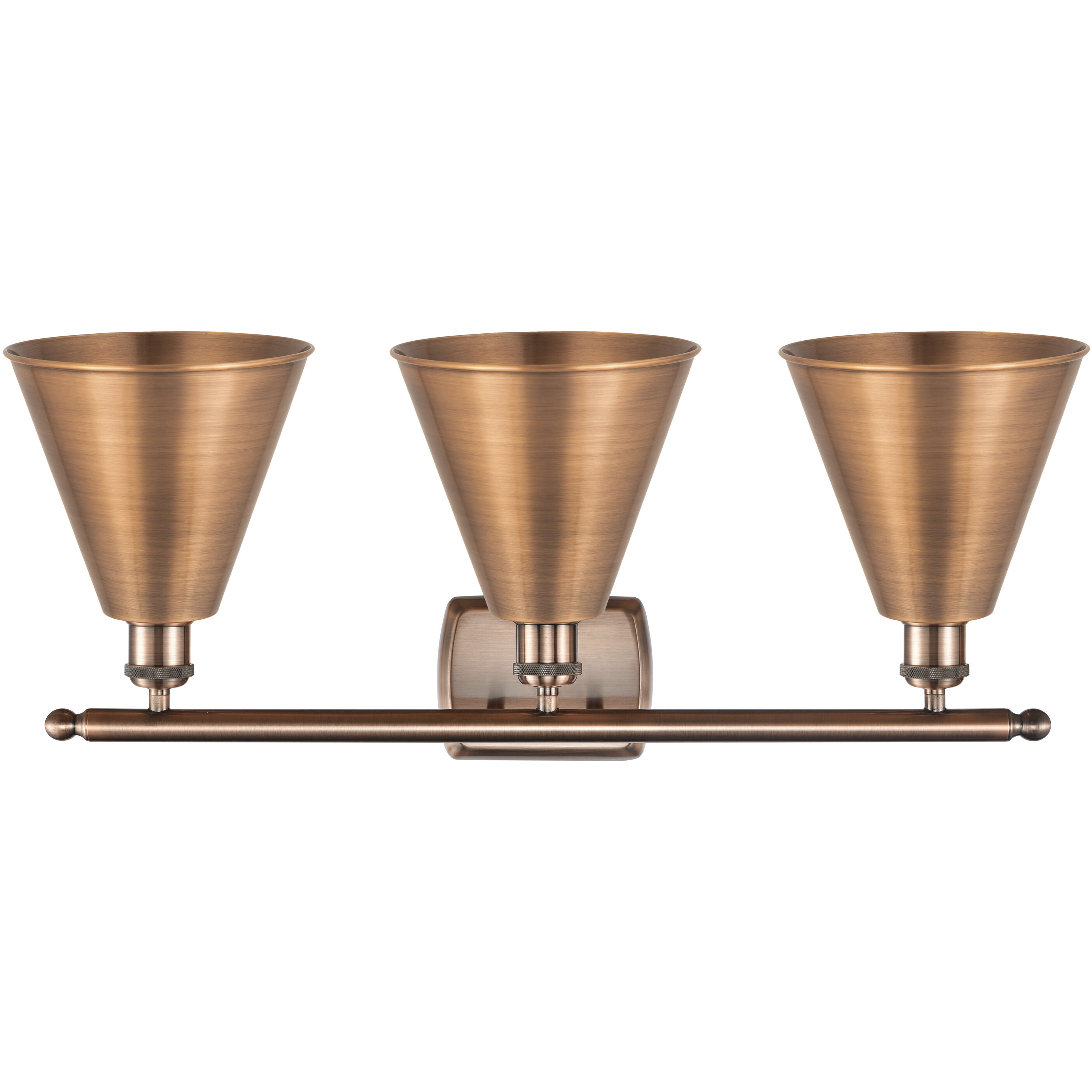 Ballston Cone 3 Light 28 inch Antique Copper Bath Vanity Light Wall Light