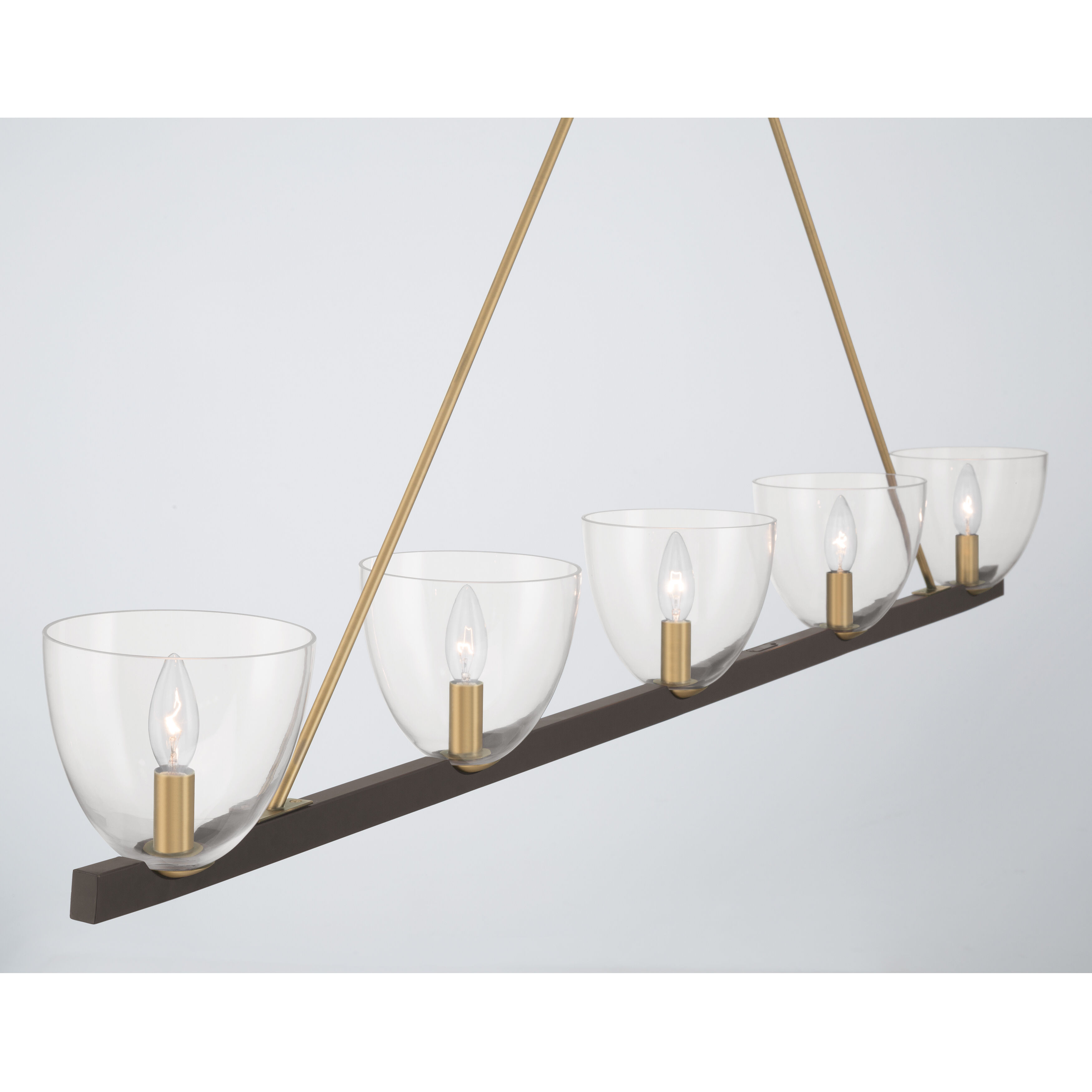 Noellea 5 Light 61 inch Dark Bronze and Legacy Brass Linear Chandelier Ceiling Light