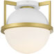Carlysle 1 Light 15 inch White with Warm Brass Accents Flush Mount Ceiling Light in White/Warm Brass