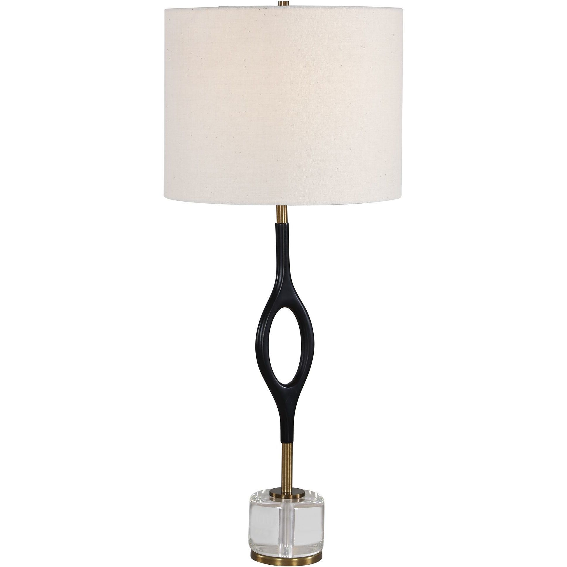 Maryam 30.25 inch 7 watt Black and Antique Brass and Crystal Cordless Buffet Lamp Portable Light