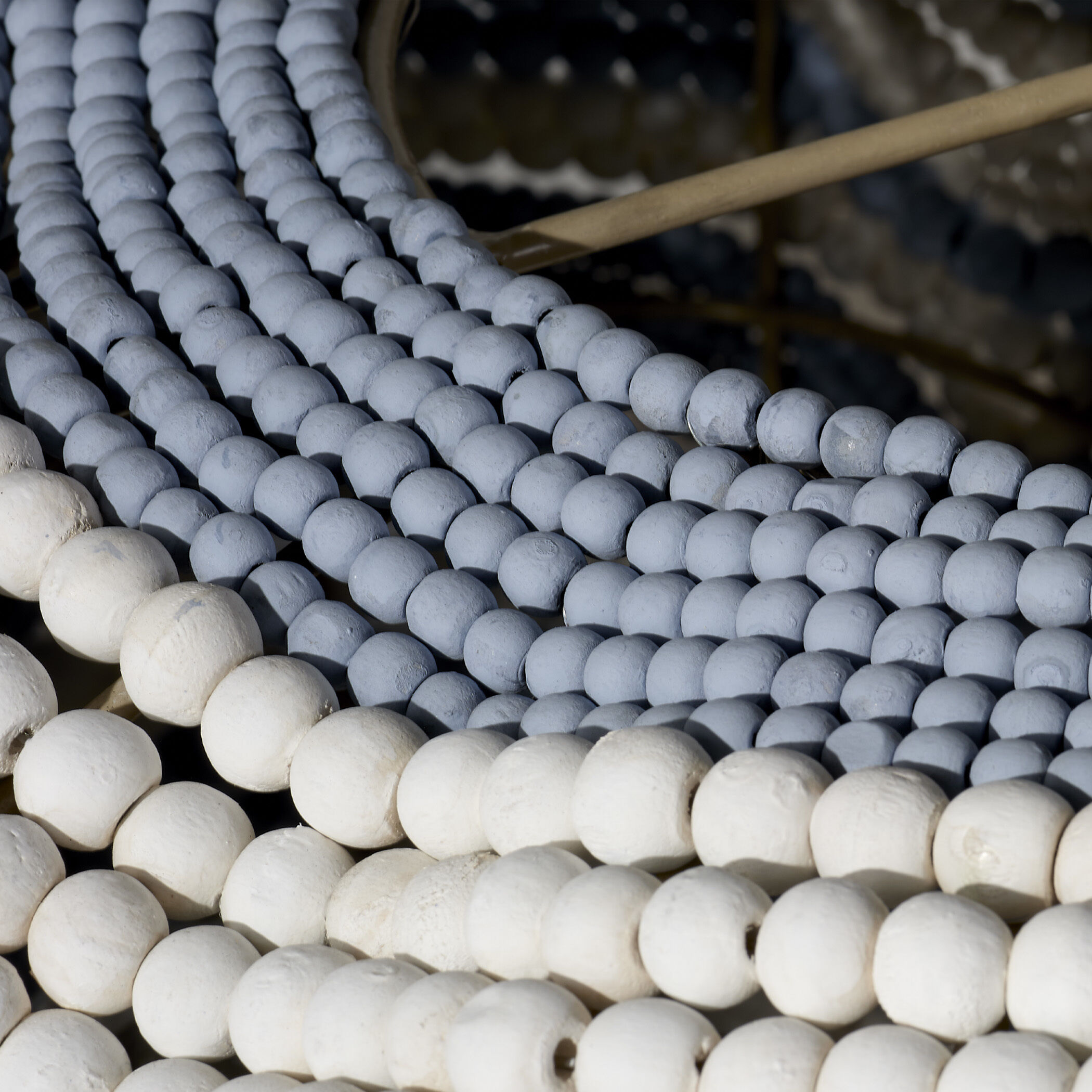 Clamshell 4 Light 37 inch White and Blue Wood Beads Chandelier Ceiling Light