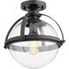 Meridian 1 Light 12.5 inch Noir Semi Flush Mount Ceiling Light