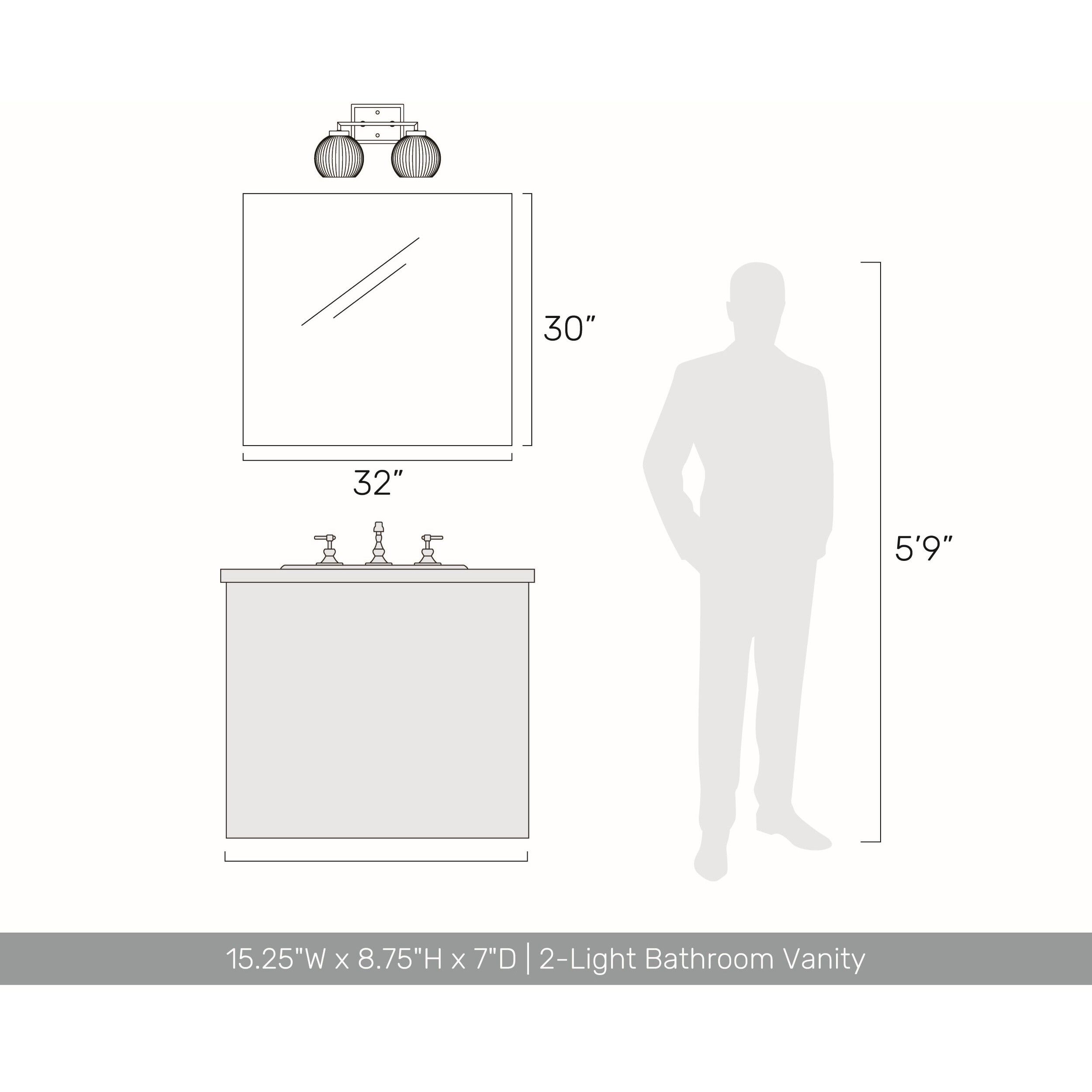 Yep Elliott Vanity Wall Light in Pewter, Ribbed