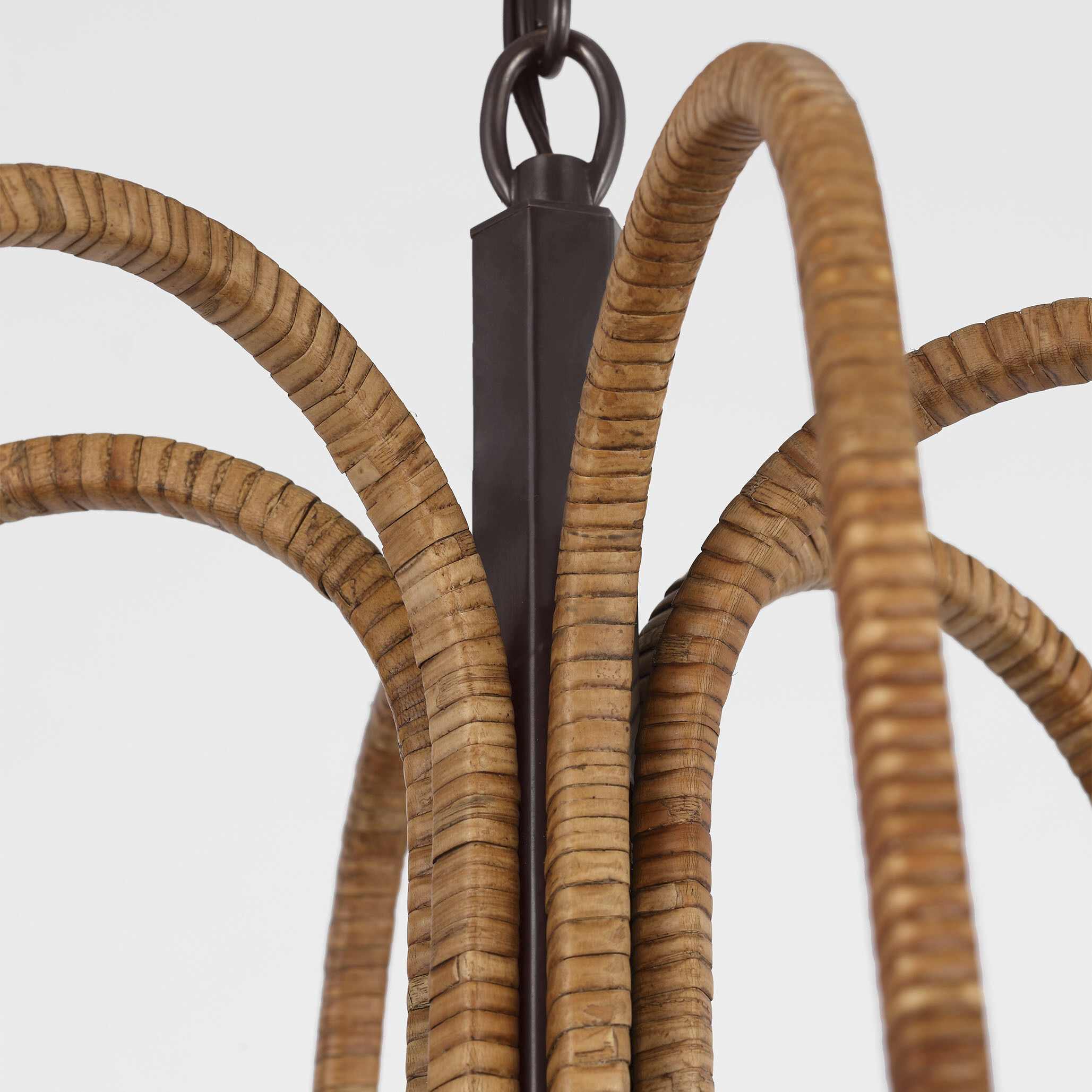 Chapman & Myers Biscayne LED 45.75 inch Bronze and Natural Rattan Wrapped Chandelier Ceiling Light, Extra Large