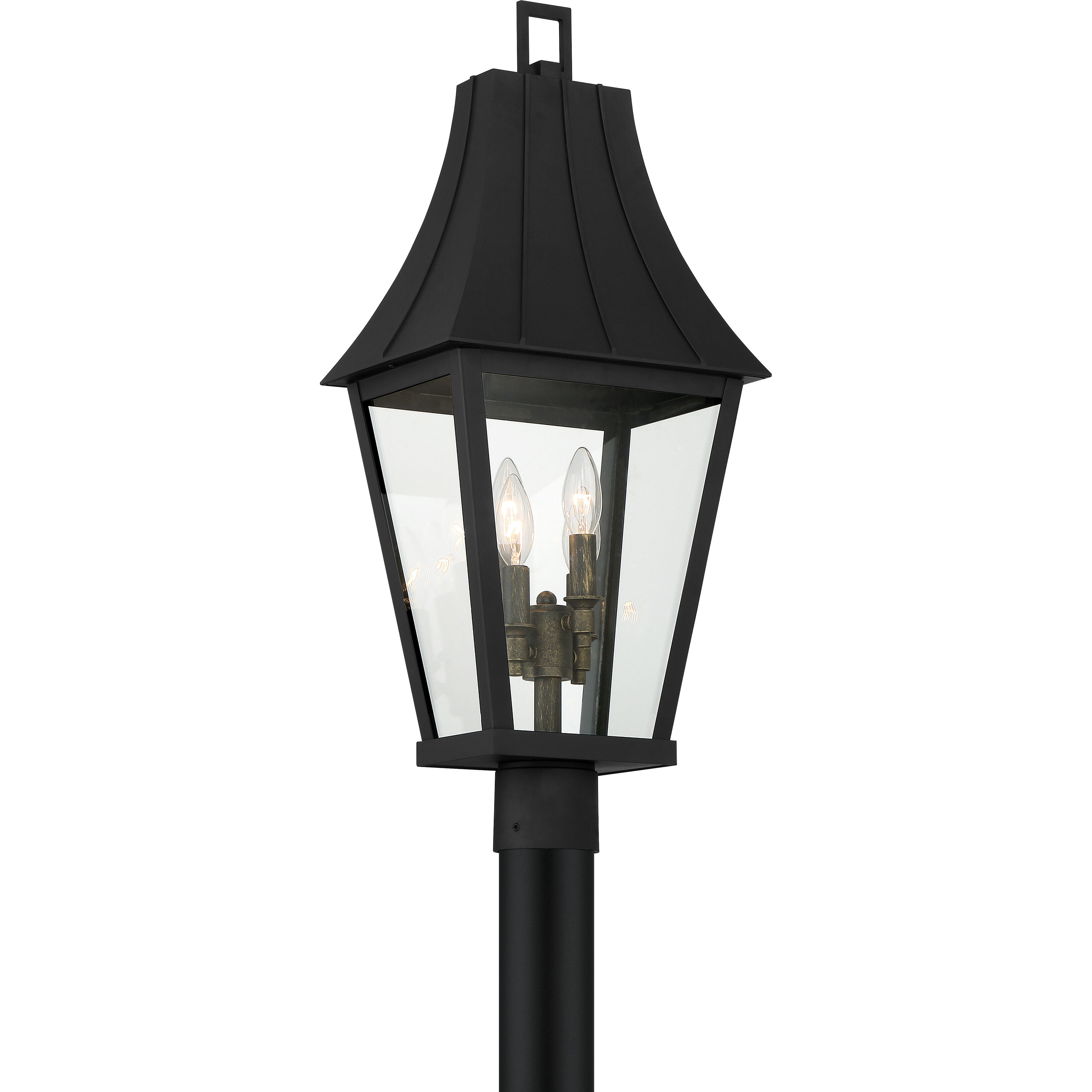 Chateau Grande 4 Light 28 inch Coal/Gold Outdoor Post, Great Outdoors