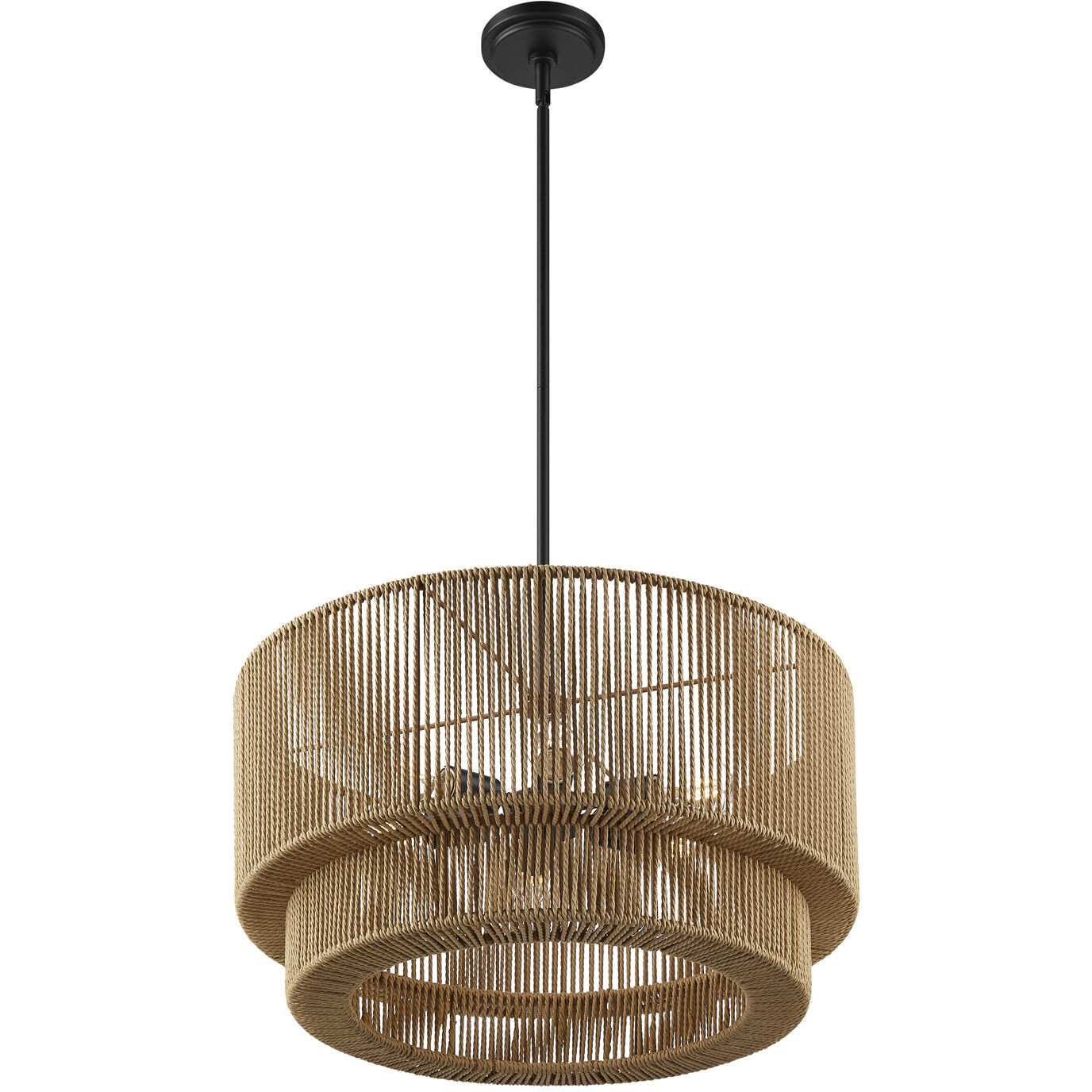 Eco Collection - Milos Family 6 Light 24 inch Matte Black Pendant Ceiling Light in 24" D x 24" W x 12.5" H, EVOLV