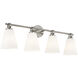 Fusion Collection - Bolzano Family 4 Light 33 inch Brushed Nickel and Opal Bath Bar Wall Light, EVOLV