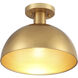 Vintage 1 Light 12 inch Natural Brass Semi-Flush Ceiling Light