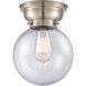 Aditi Large Beacon 1 Light 8 inch Brushed Satin Nickel Flush Mount Ceiling Light in Seedy Glass, Aditi