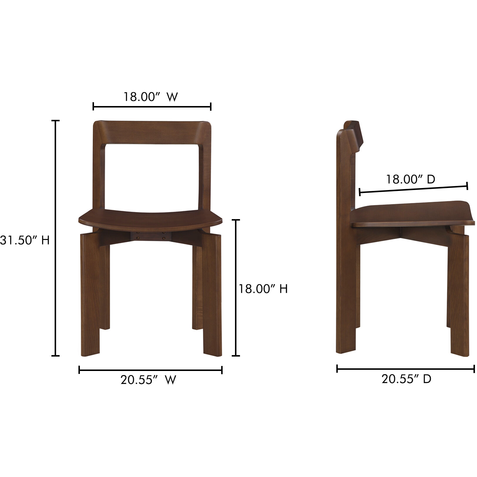 Daifuku Dark Brown Dining Chair, Set of Two