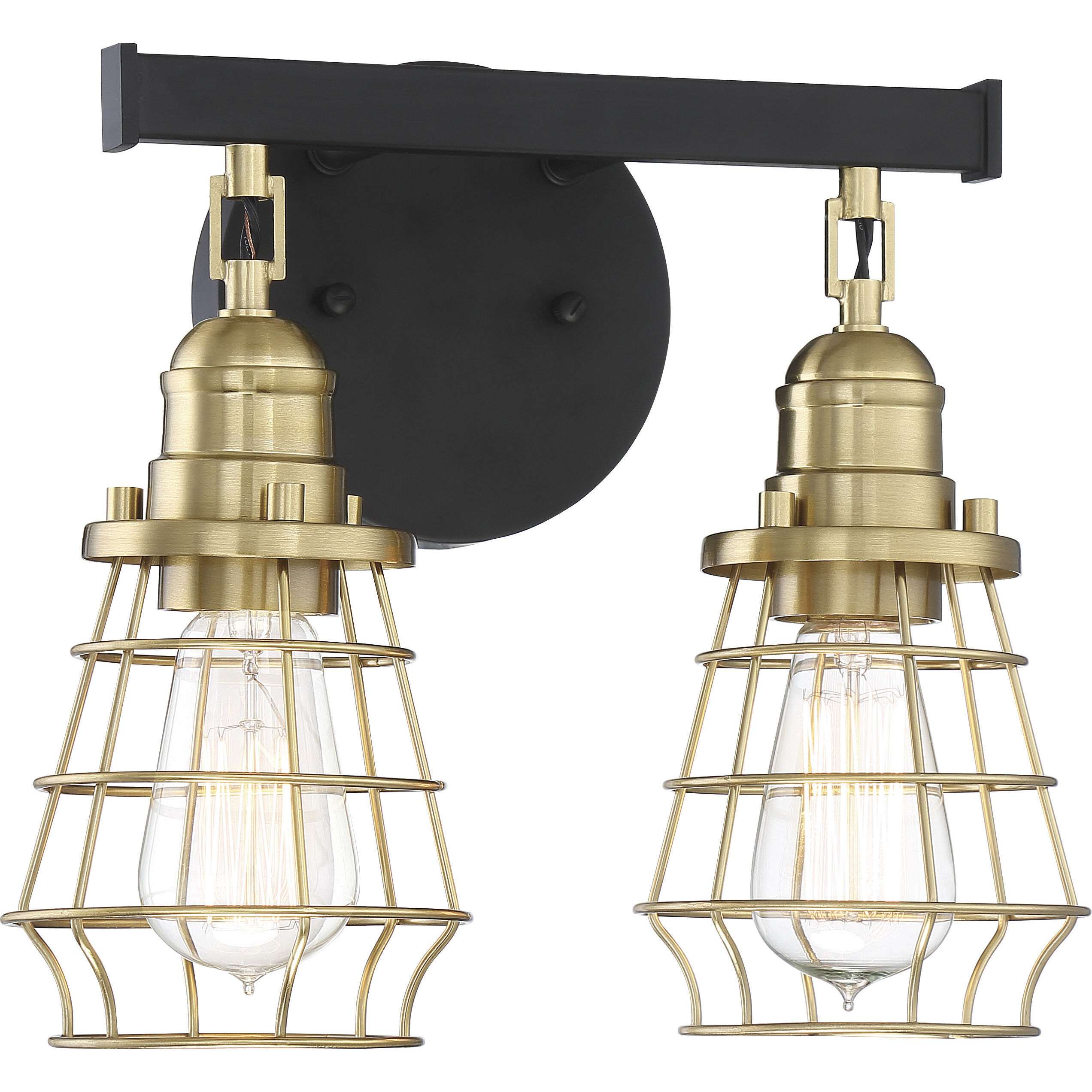 Neighborhood Thatcher 2 Light 12 inch Flat Black/Satin Brass Vanity Light Wall Light in Flat Black and Satin Brass, Neighborhood Collection