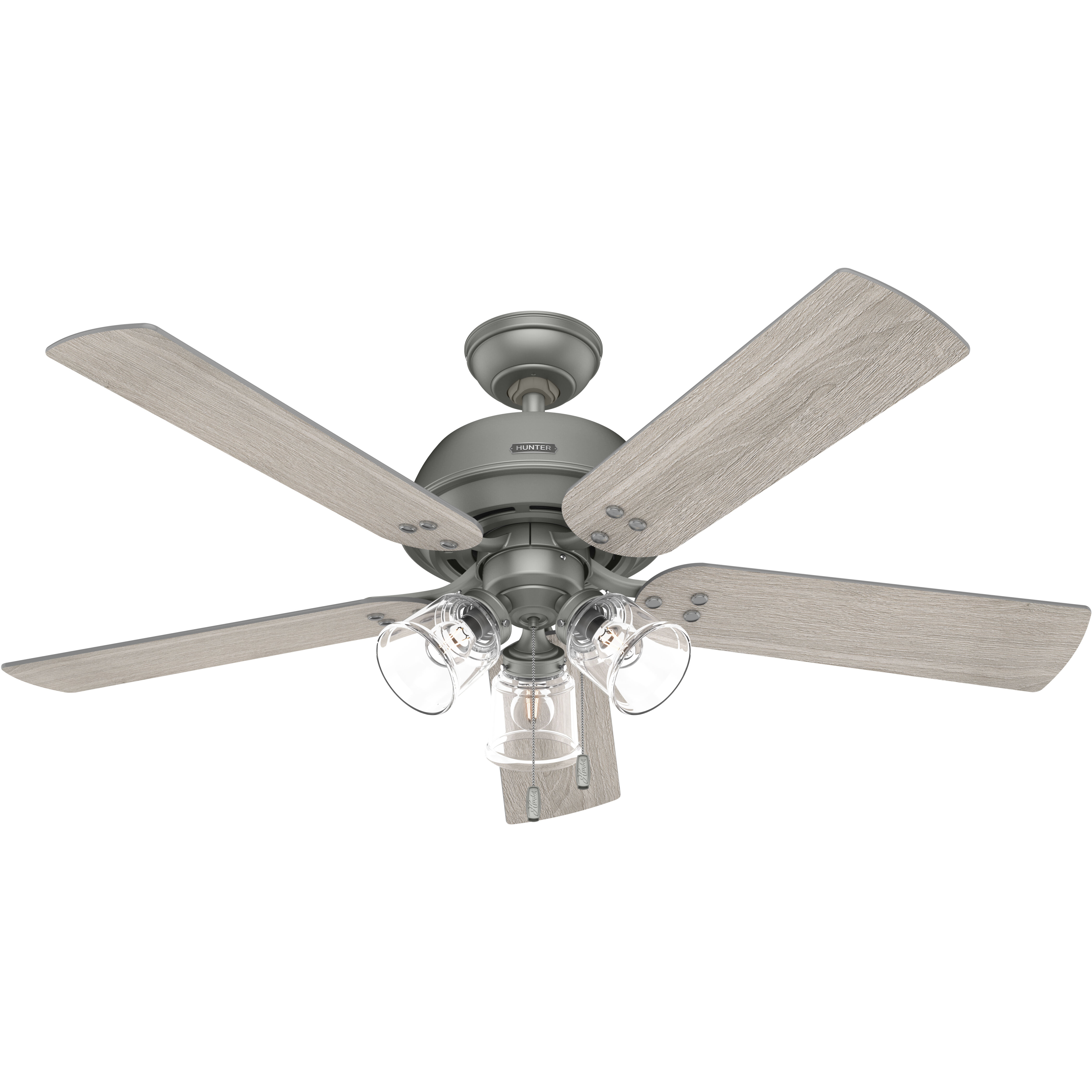 Shady Grove 52 inch Matte Silver with Light Gray Oak/Warm Grey Oak Blades Ceiling Fan
