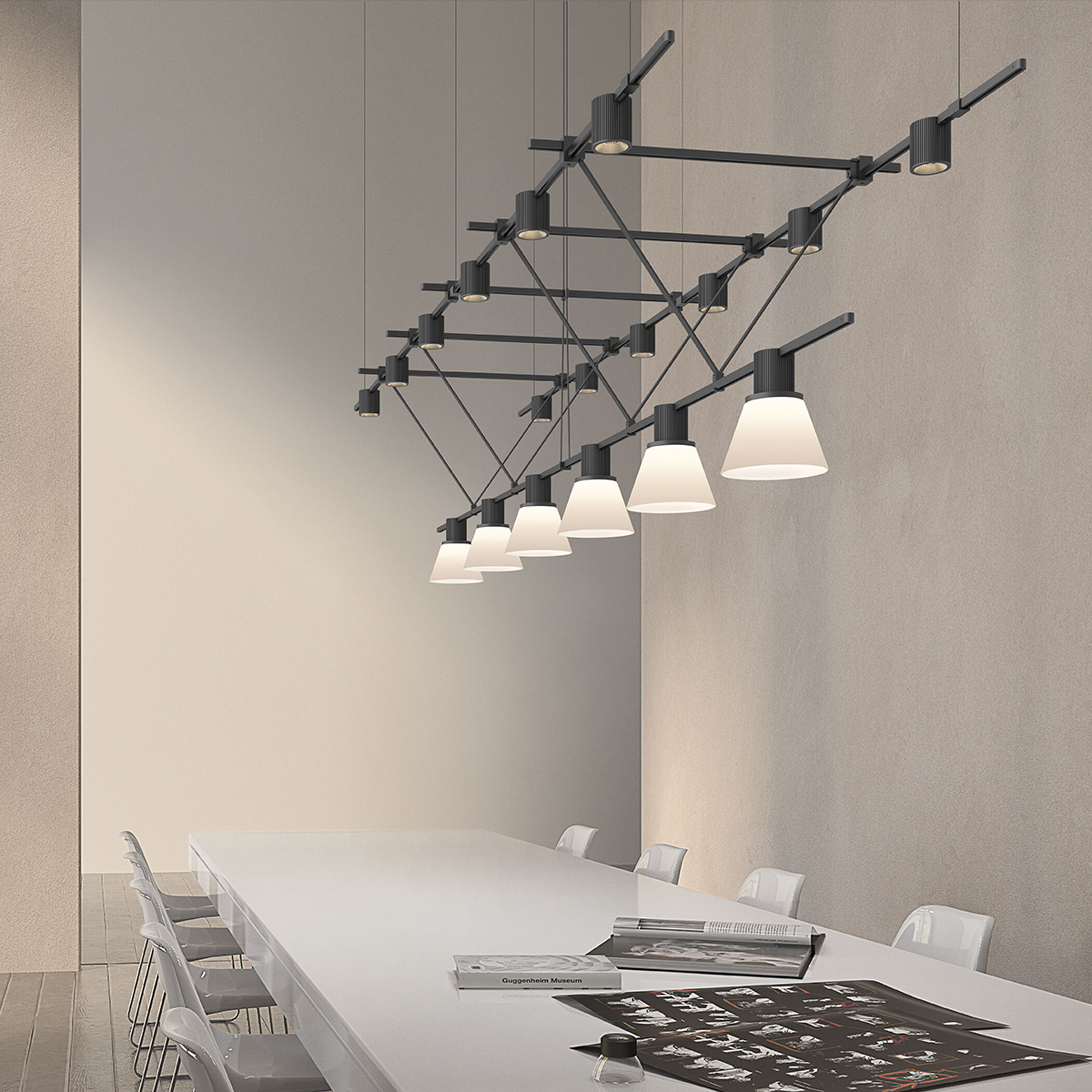 Suspenders LED 97 inch Satin Black Pendant Ceiling Light