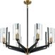 Blakeslee 8 Light 33 inch Matte Black with Satin Brass Chandelier Ceiling Light