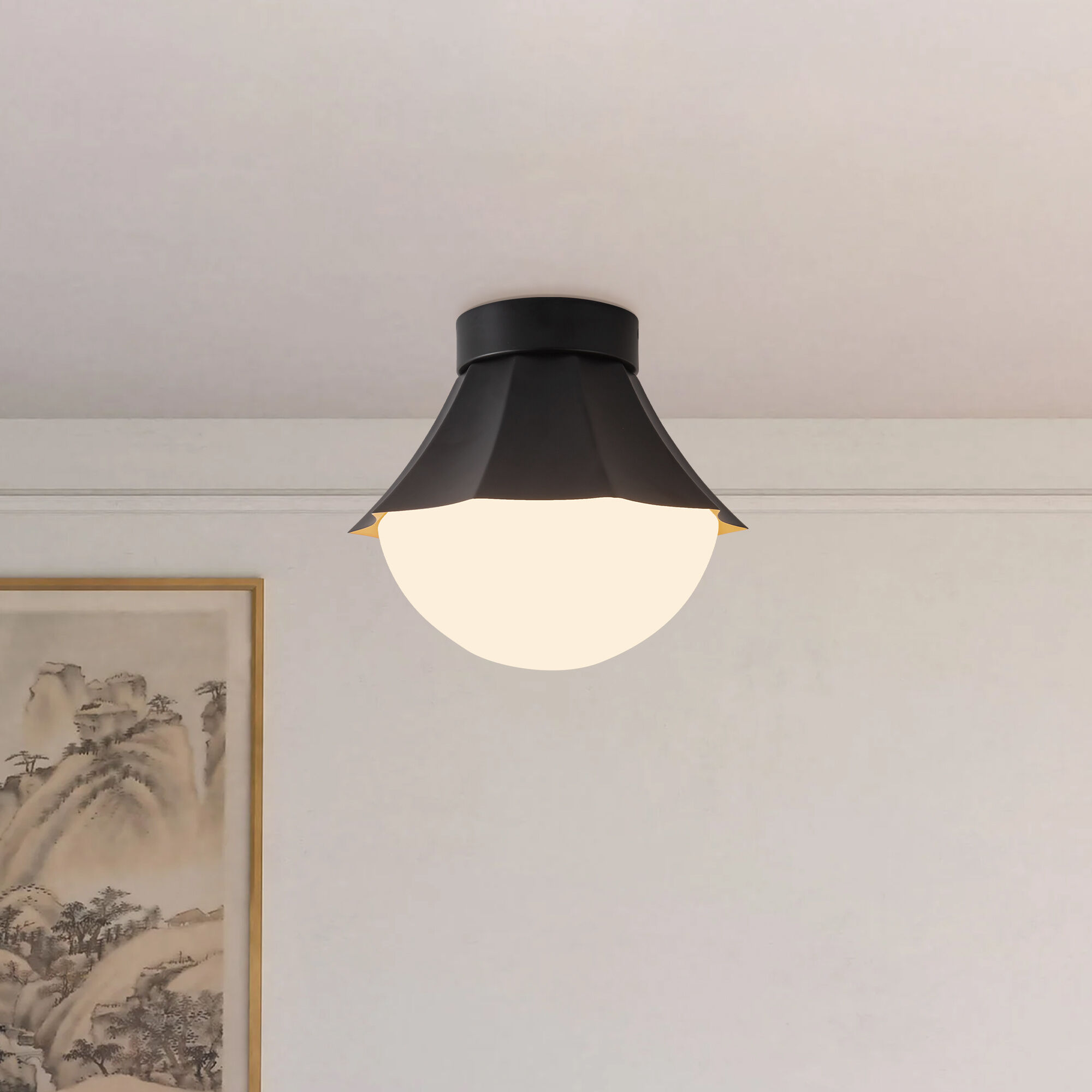 Alora Mood Shelton 1 Light 11.38 inch Matte Black Semi-Flush Mount Ceiling Light