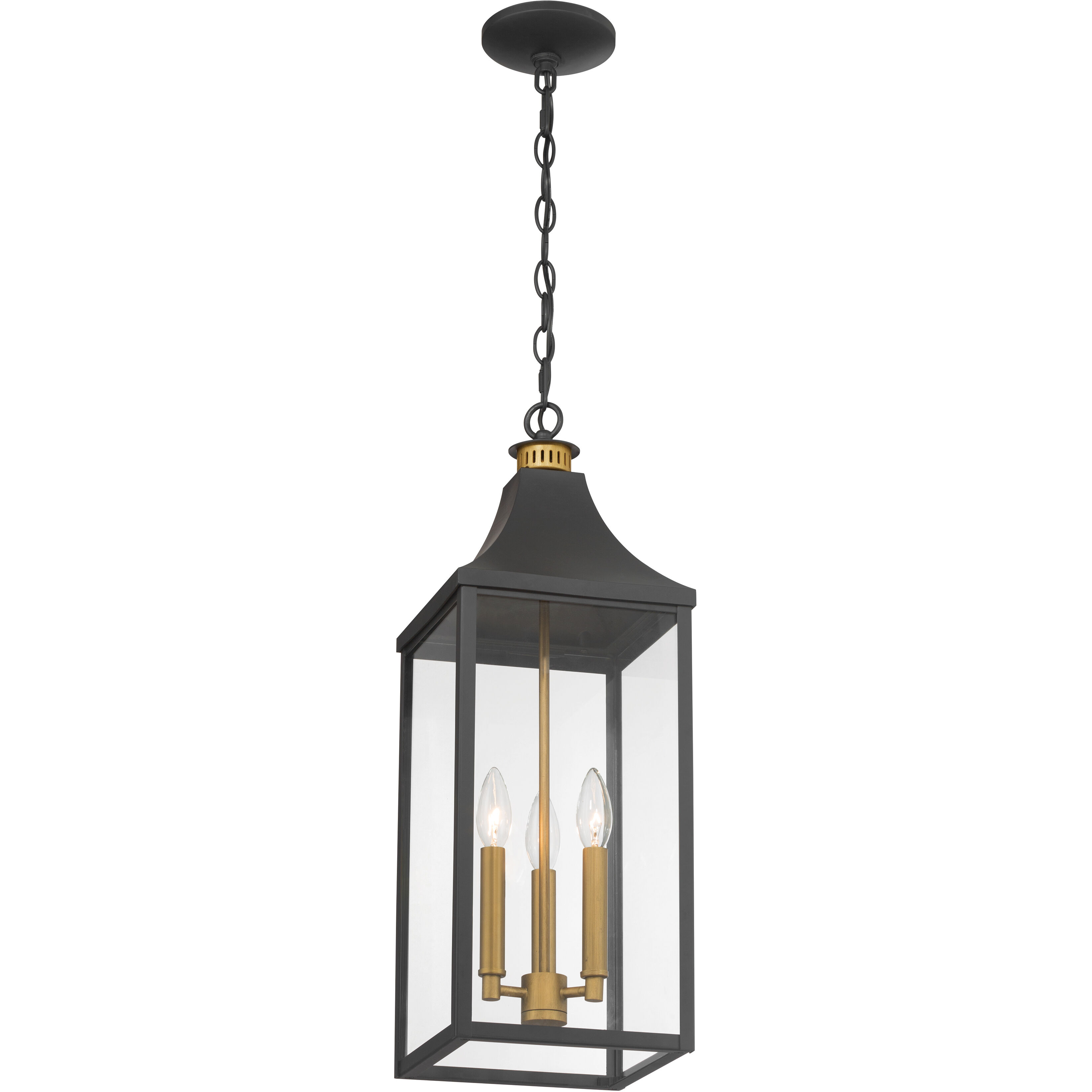 Hurstborne 3 Light 8.5 inch Dark Matte Black and Painted Legacy Brass Outdoor Hanging Lantern
